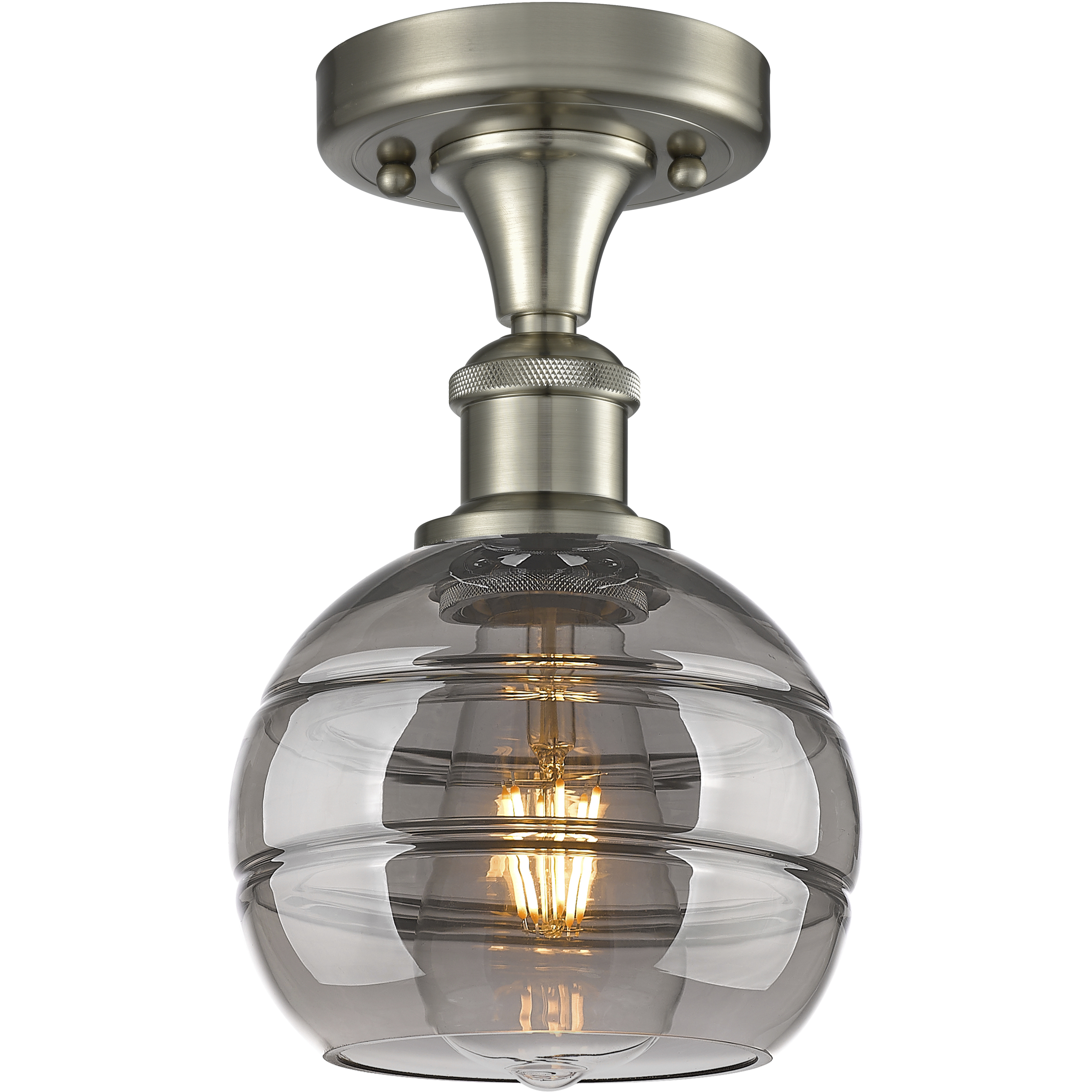 Edison Rochester 1 Light 5.88 inch Brushed Satin Nickel Semi-Flush Mount Ceiling Light