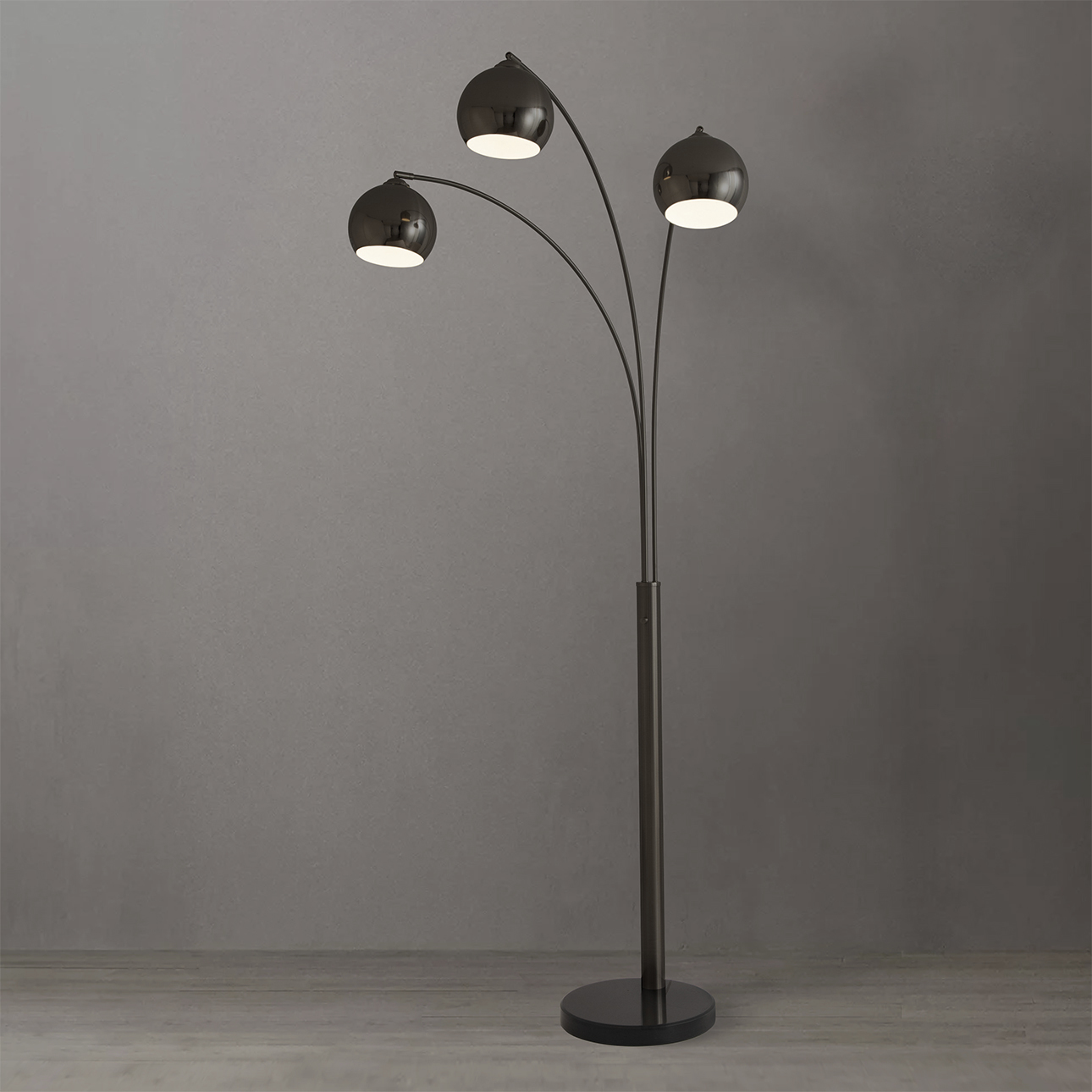 Triplet 89.5 inch 9 watt Black Nickel Arc Floor Lamp Portable Light