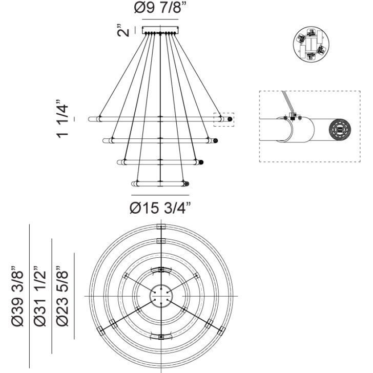 Inkara LED 39.38 inch Matte Black Pendant Ceiling Light