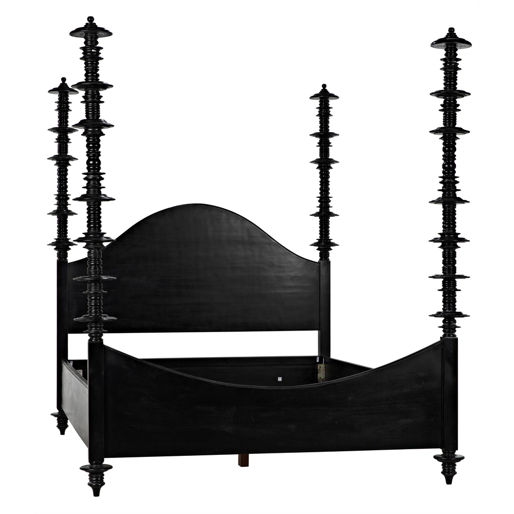 Ferret Hand Rubbed Black Bed, Queen