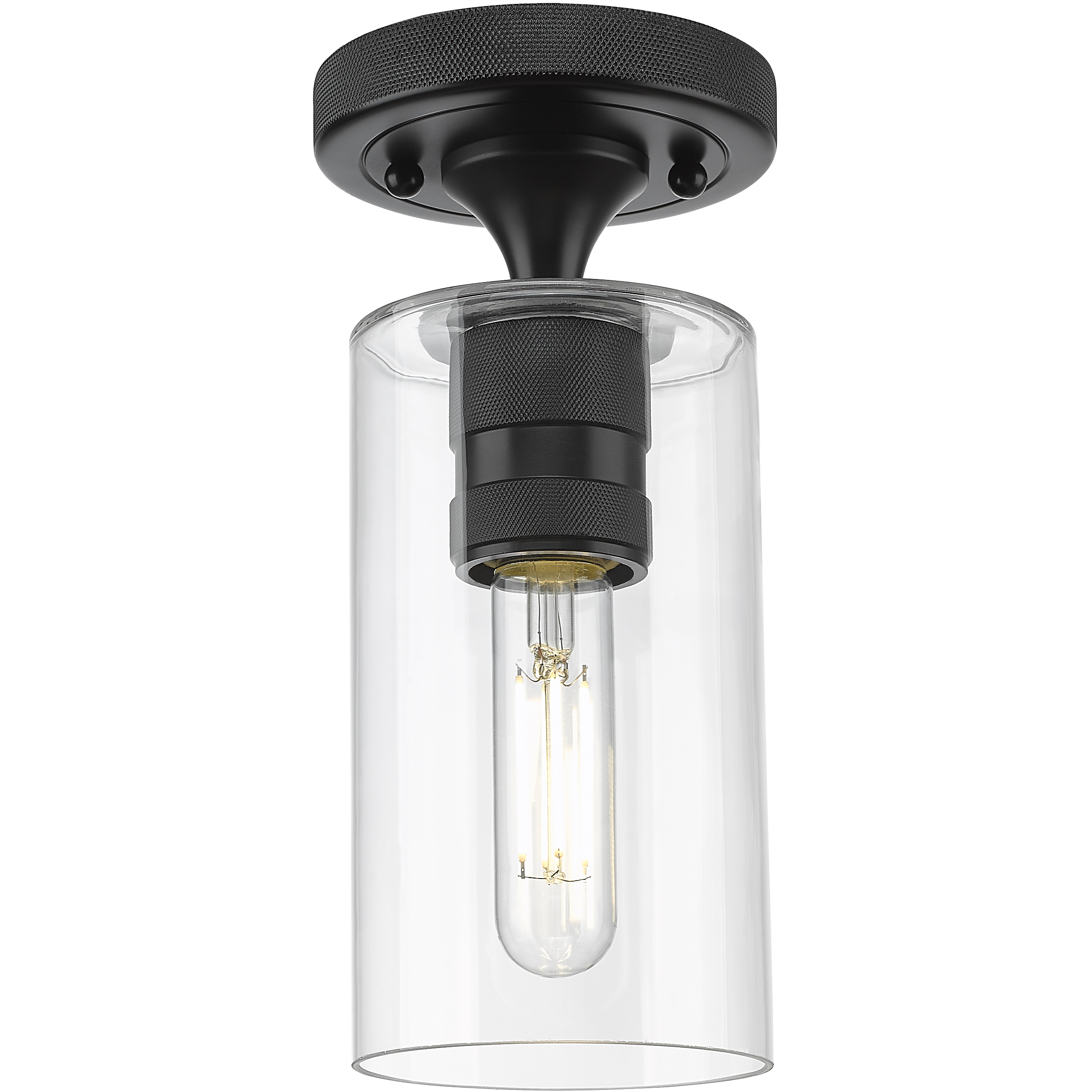 Downtown Urban Crown Point 1 Light 3.88 inch Matte Black Flush Mount Ceiling Light in Clear
