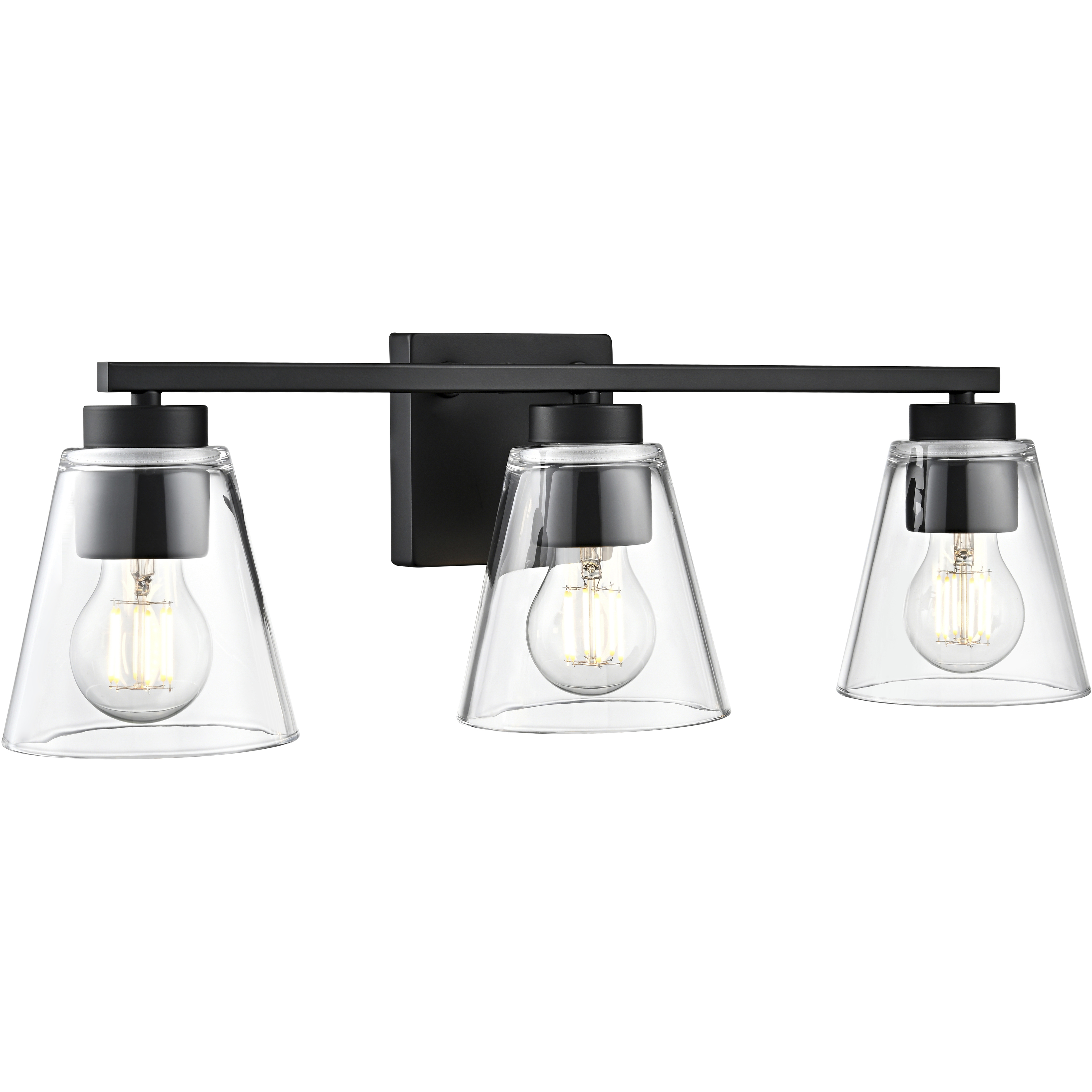 Strayhan 3 Light 22 inch Matte Black Bathroom Vanity Light Wall Light