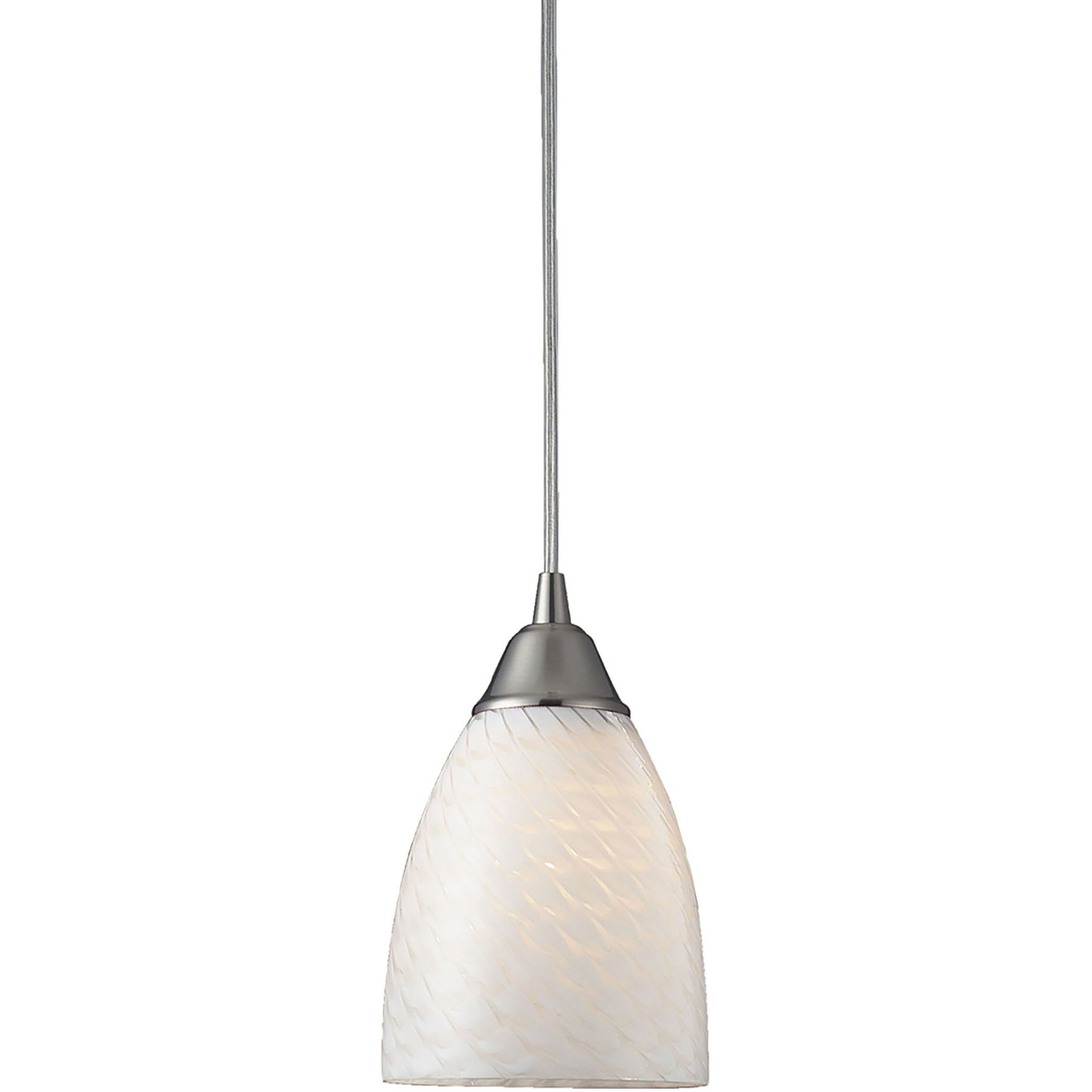 Arco Baleno 1 Light 5 inch Satin Nickel Mini Pendant Ceiling Light in White Swirl Glass