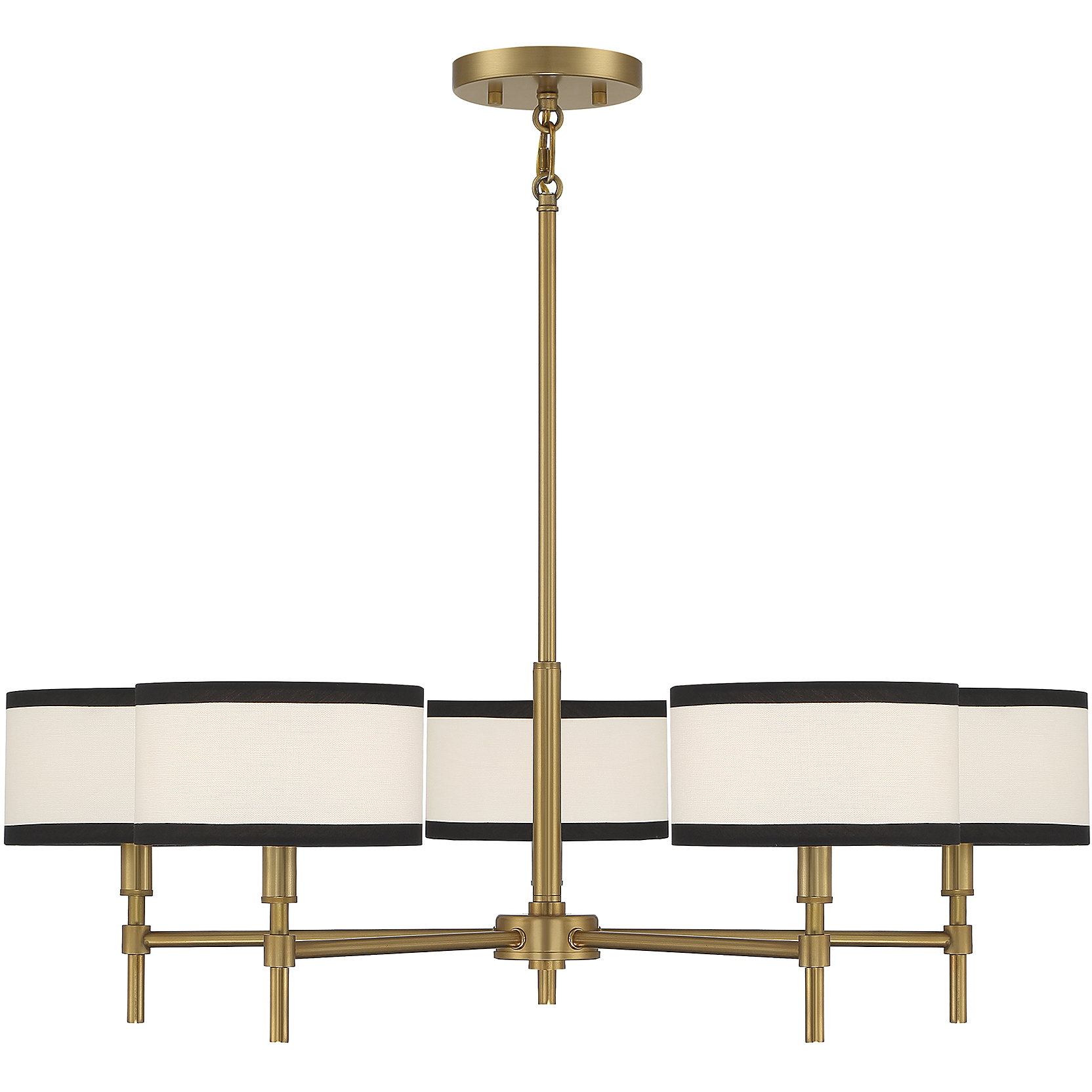 Vintage 5 Light 30 inch Natural Brass Chandelier Ceiling Light