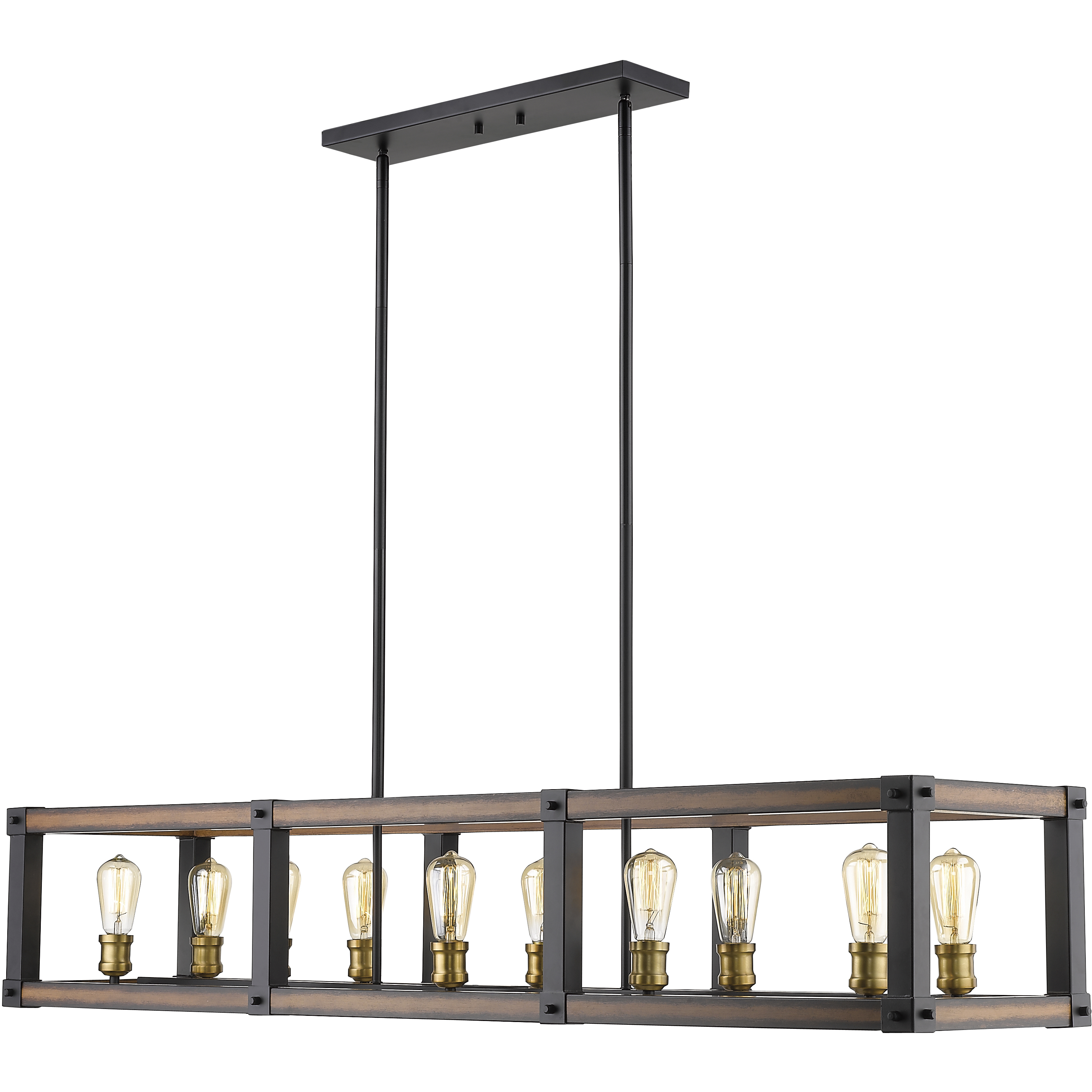 Kirkland 10 Light 56 inch Rustic Mahogany Linear Chandelier Ceiling Light