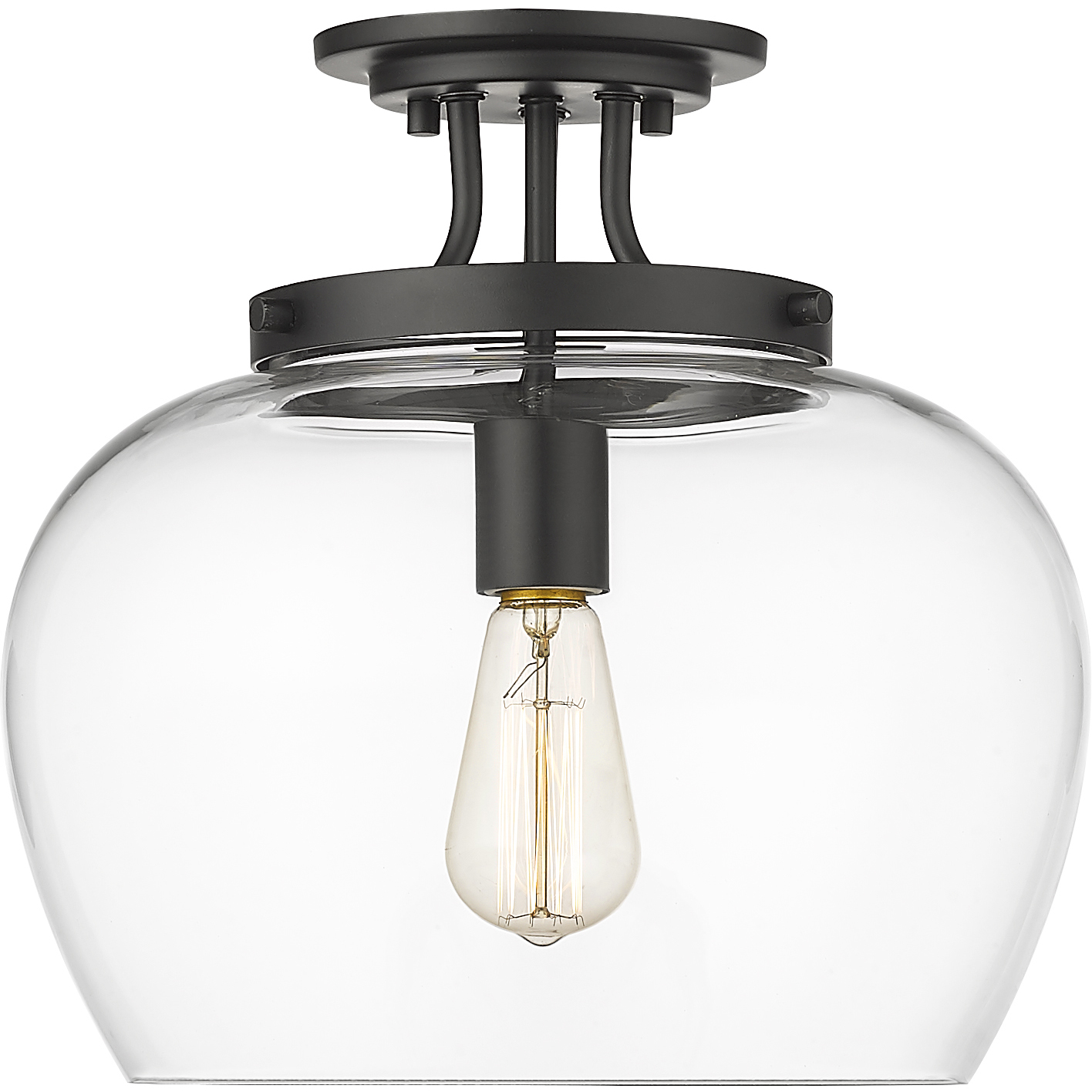 Joliet 1 Light 13 inch Matte Black Semi Flush Mount Ceiling Light