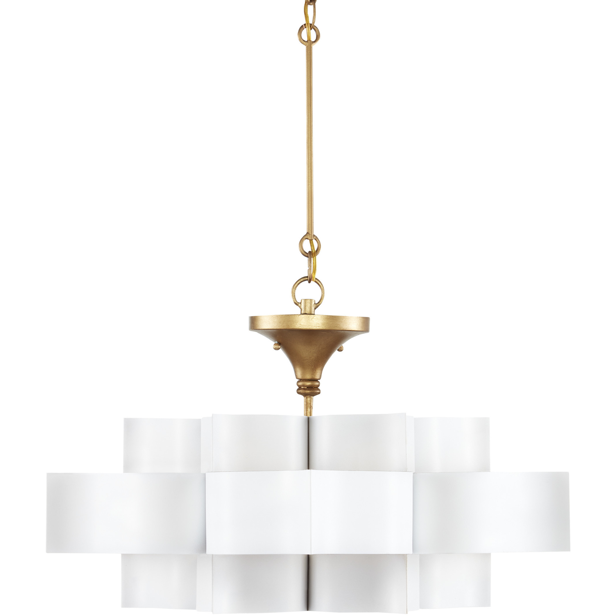Grand Lotus 1 Light 20.25 inch Sugar White and Contemporary Gold Leaf Chandelier Ceiling Light, Small