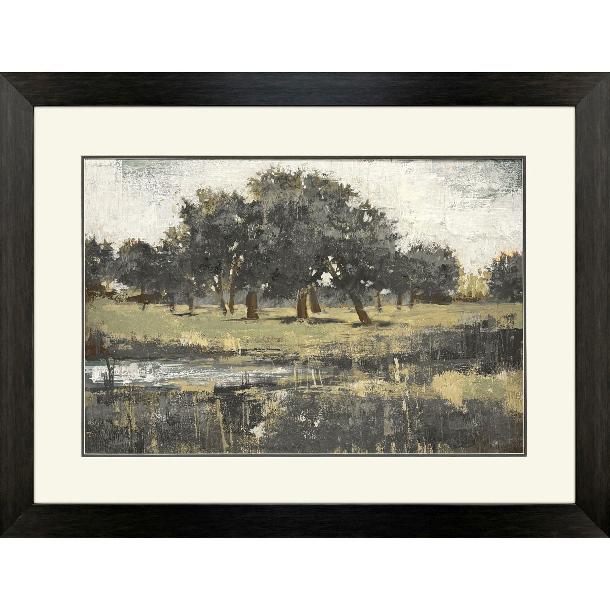 Far Away Landscape Gray and Brown and Multi and Neutral Framed Art