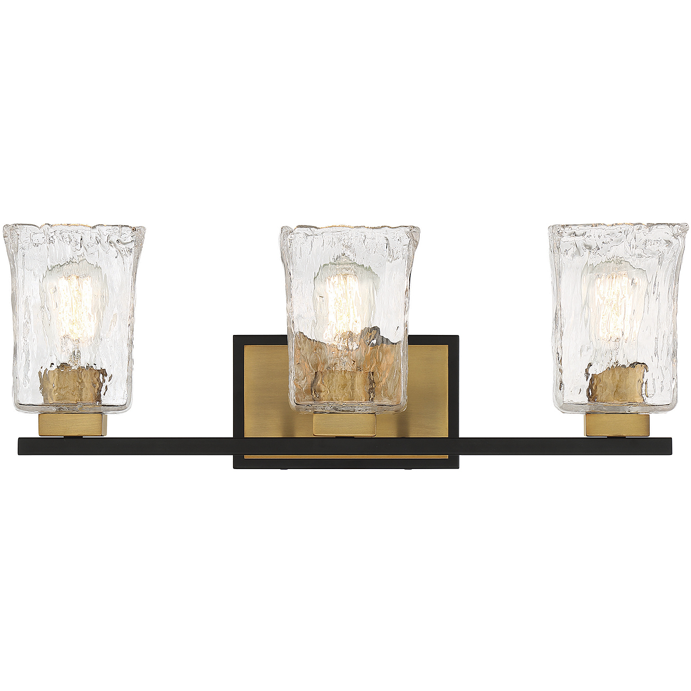 Sidney 3 Light 23 inch Black with Warm Brass Accents Bathroom Vanity Light Wall Light