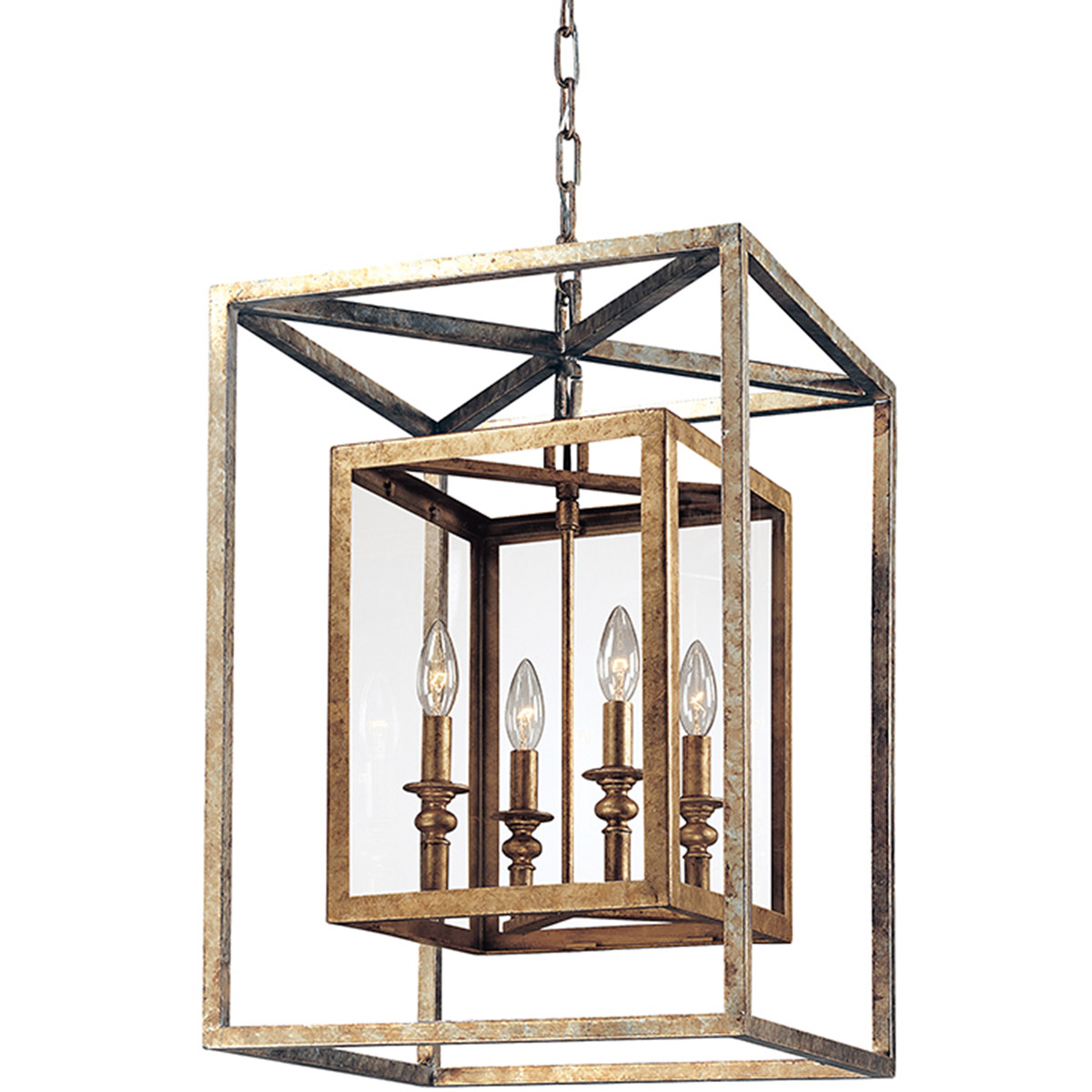 Hardy 4 Light 16 inch Gold Silver Leaf Pendant Ceiling Light