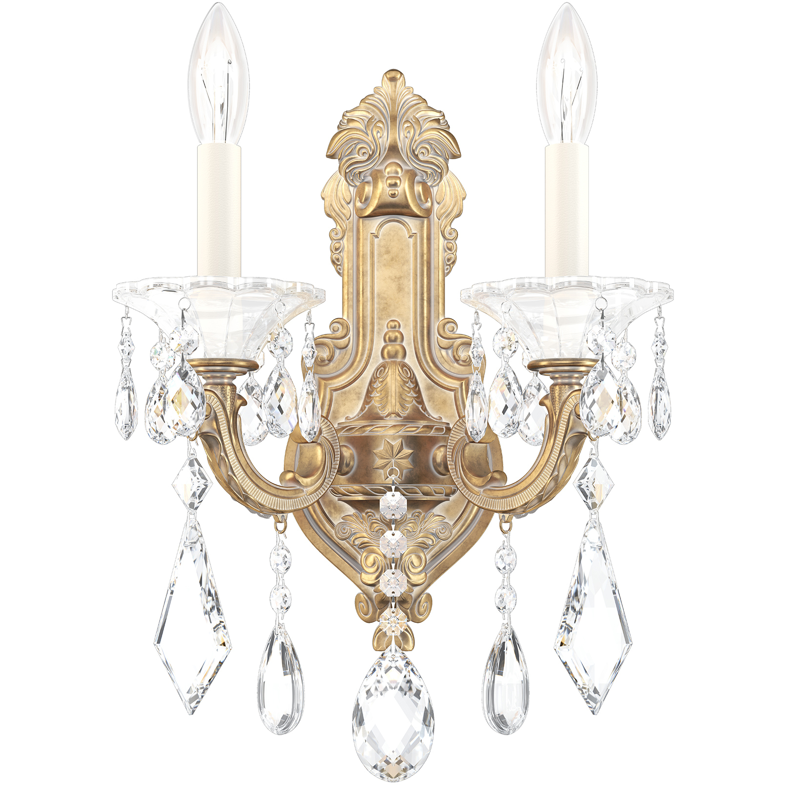 La Scala 2 Light 6.5 inch Parchment Gold Wall Sconce Wall Light in Parchment Gold Cast, Radiance