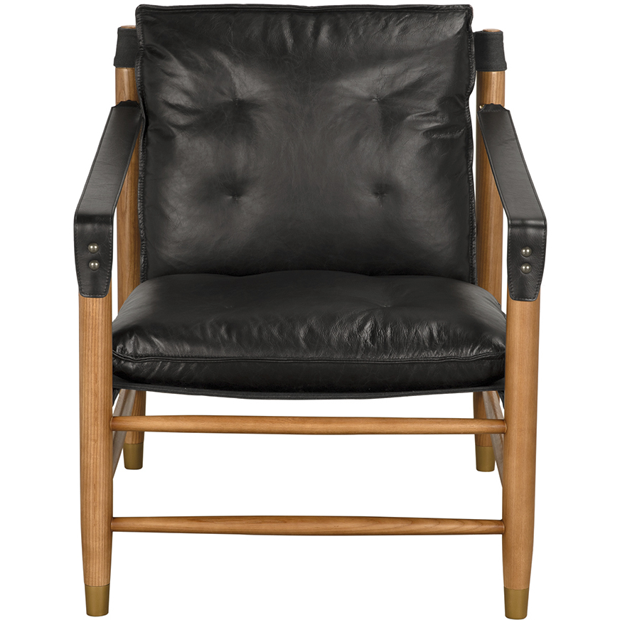 Luther Ebony Black Leather Occasional Chair