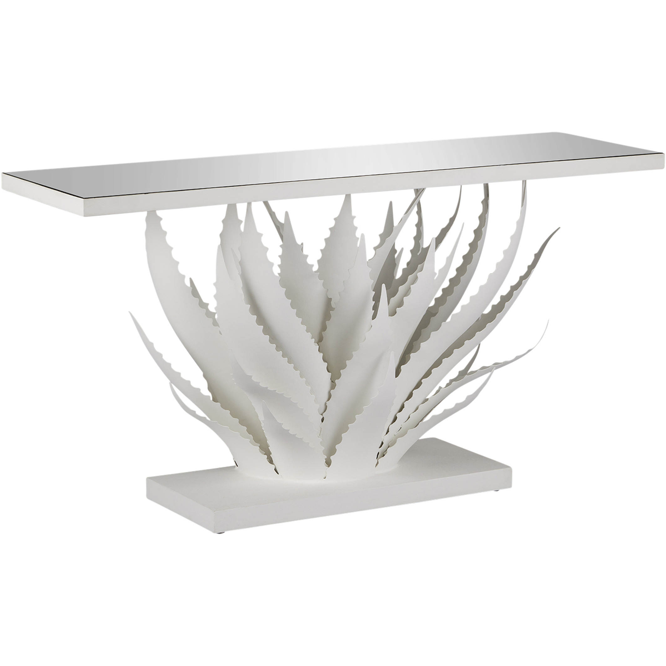 Agave 60.25 inch Gesso White and Clear Console Table, Marjorie Skouras Collection