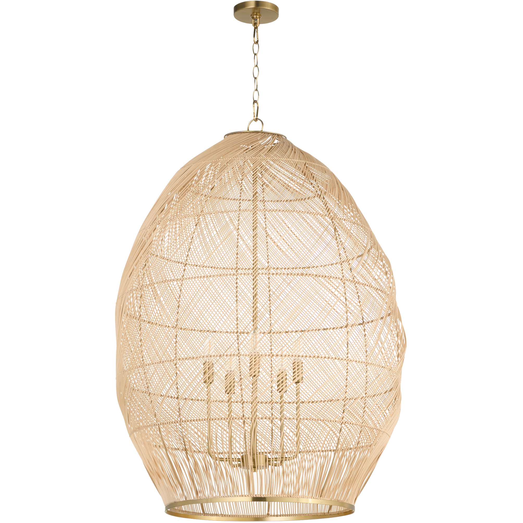 Rattan 5 Light 28 inch Aged Brass Pendant Ceiling Light