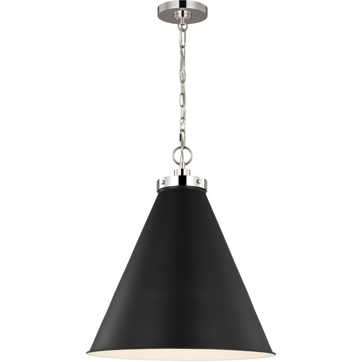 C&M by Chapman & Myers Wellfleet 1 Light 19.5 inch Midnight Black and Polished Nickel Pendant Ceiling Light in Midnight Black / Polished Nickel
