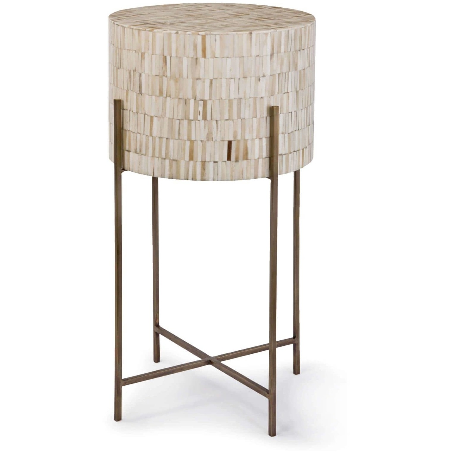 Drum 25.25 X 14 inch Antique Brass Side Table, Drum