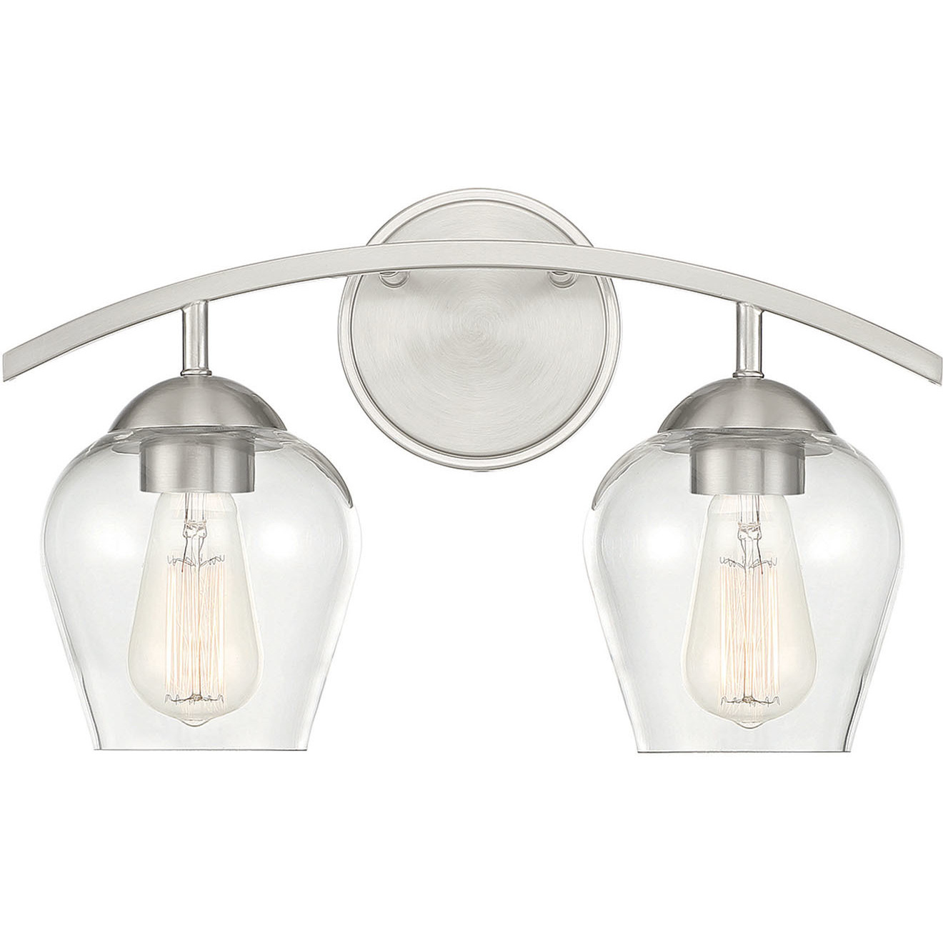 Transitional 2 Light 16 inch Brushed Nickel Bathroom Vanity Light Wall Light