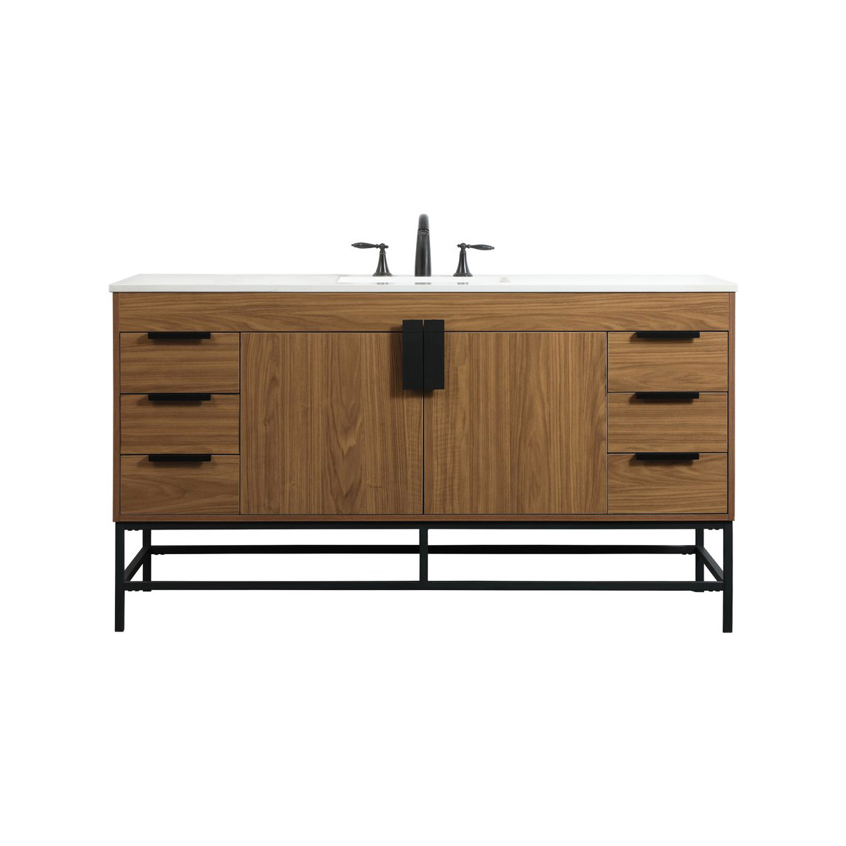 Eugene 60 X 22 X 33.5 inch Walnut Brown Vanity Sink Set