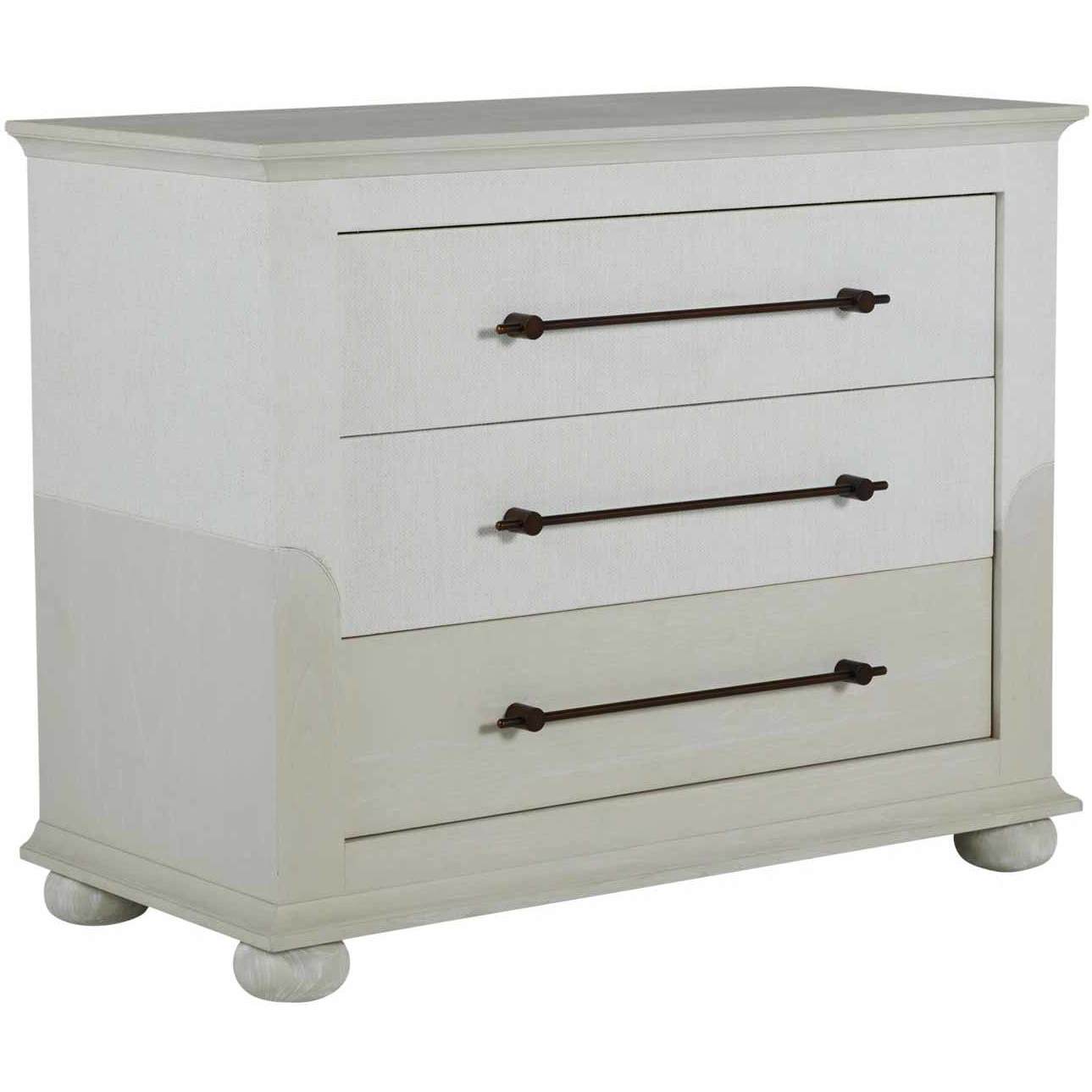 Crestine Cerused White / White Raffia / Antique Bronze Chest