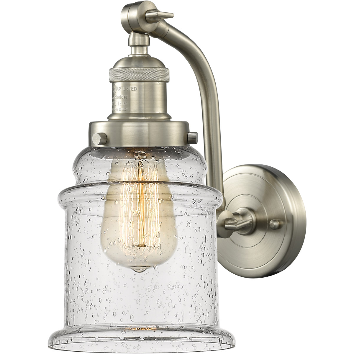 Franklin Restoration Canton LED 7 inch Brushed Satin Nickel Sconce Wall Light in Seedy Glass, Franklin Restoration