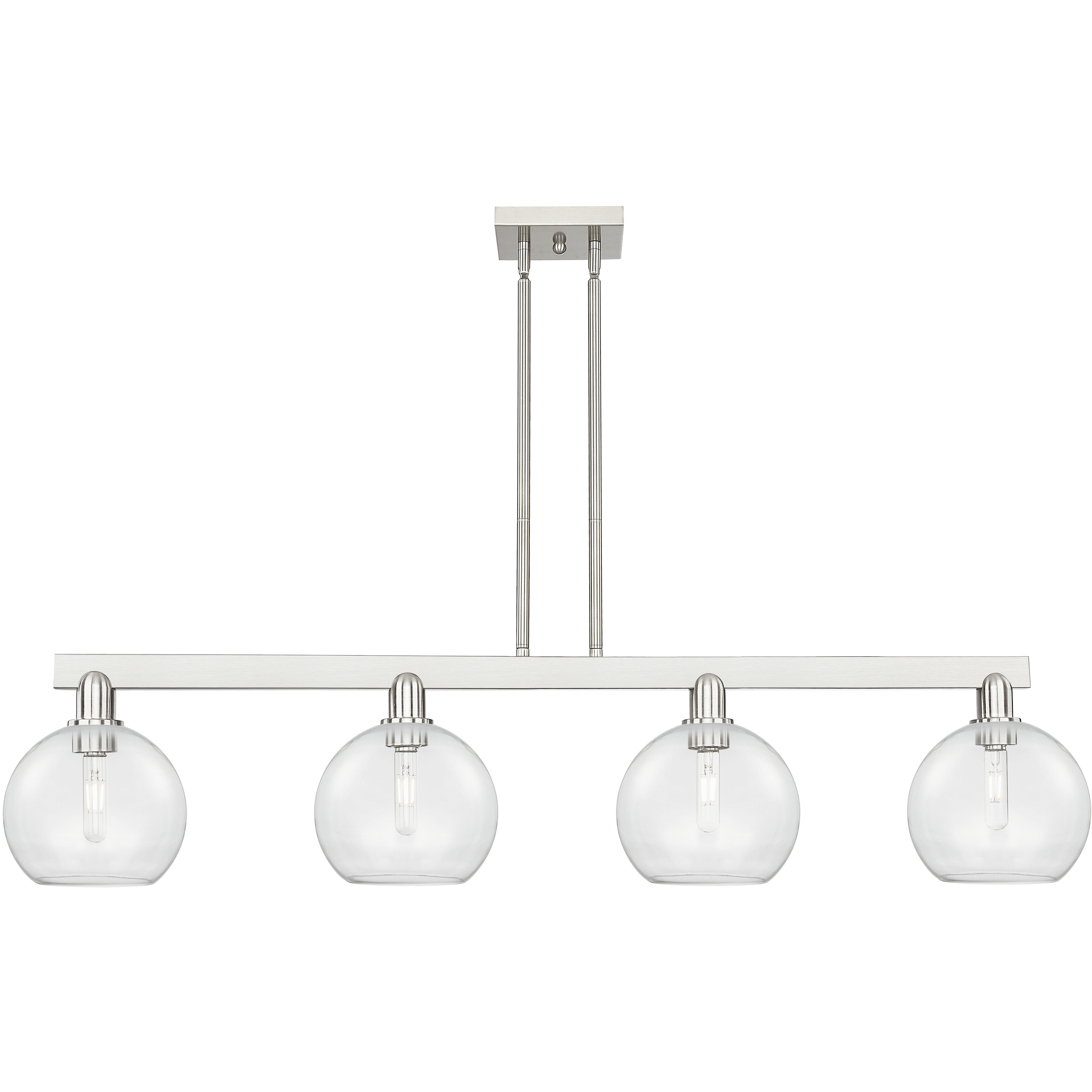 Arcadia Athens Island Light Ceiling Light in Brushed Satin Nickel, Clear
