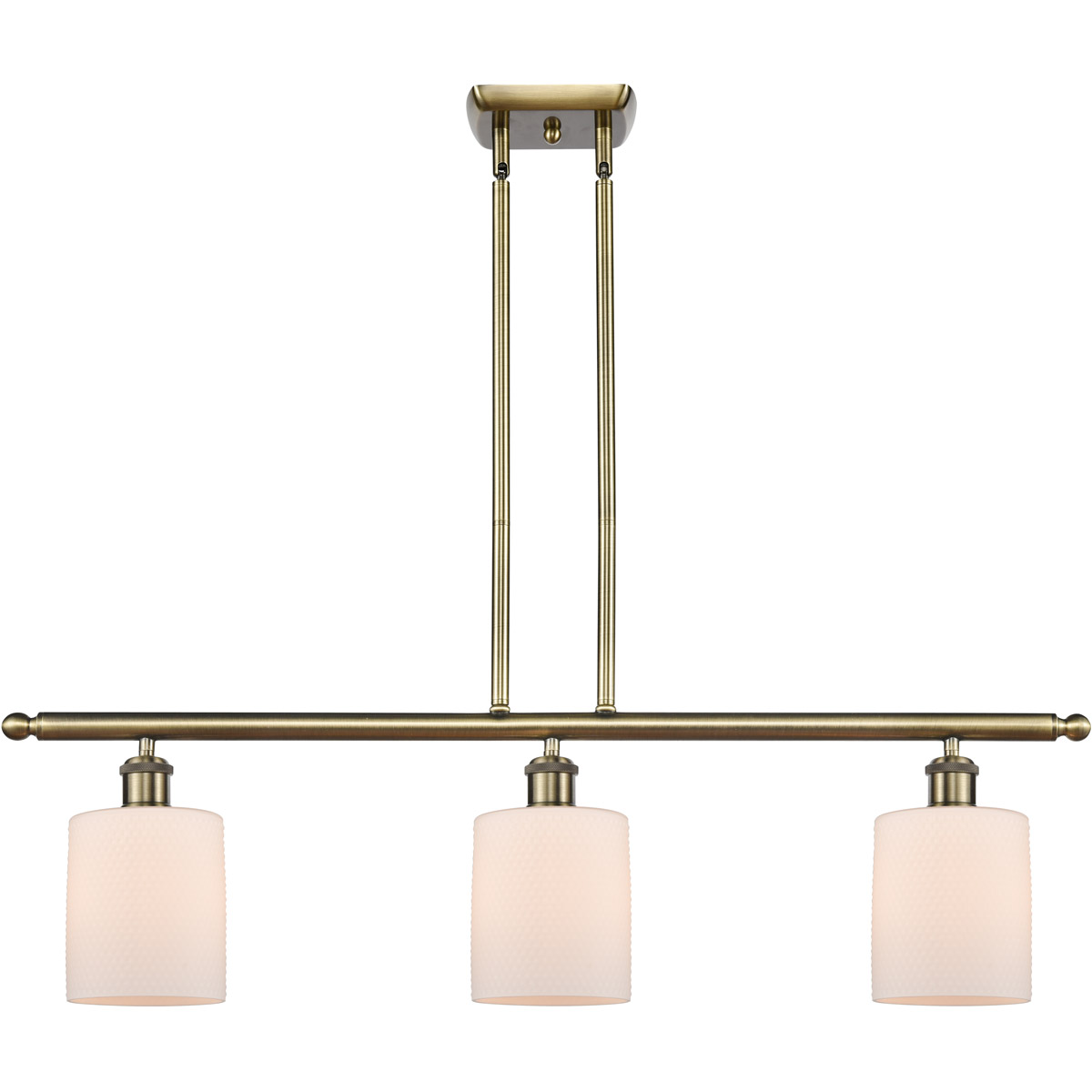 Ballston Cobbleskill LED 36 inch Antique Brass Island Light Ceiling Light in Matte White Glass, Ballston