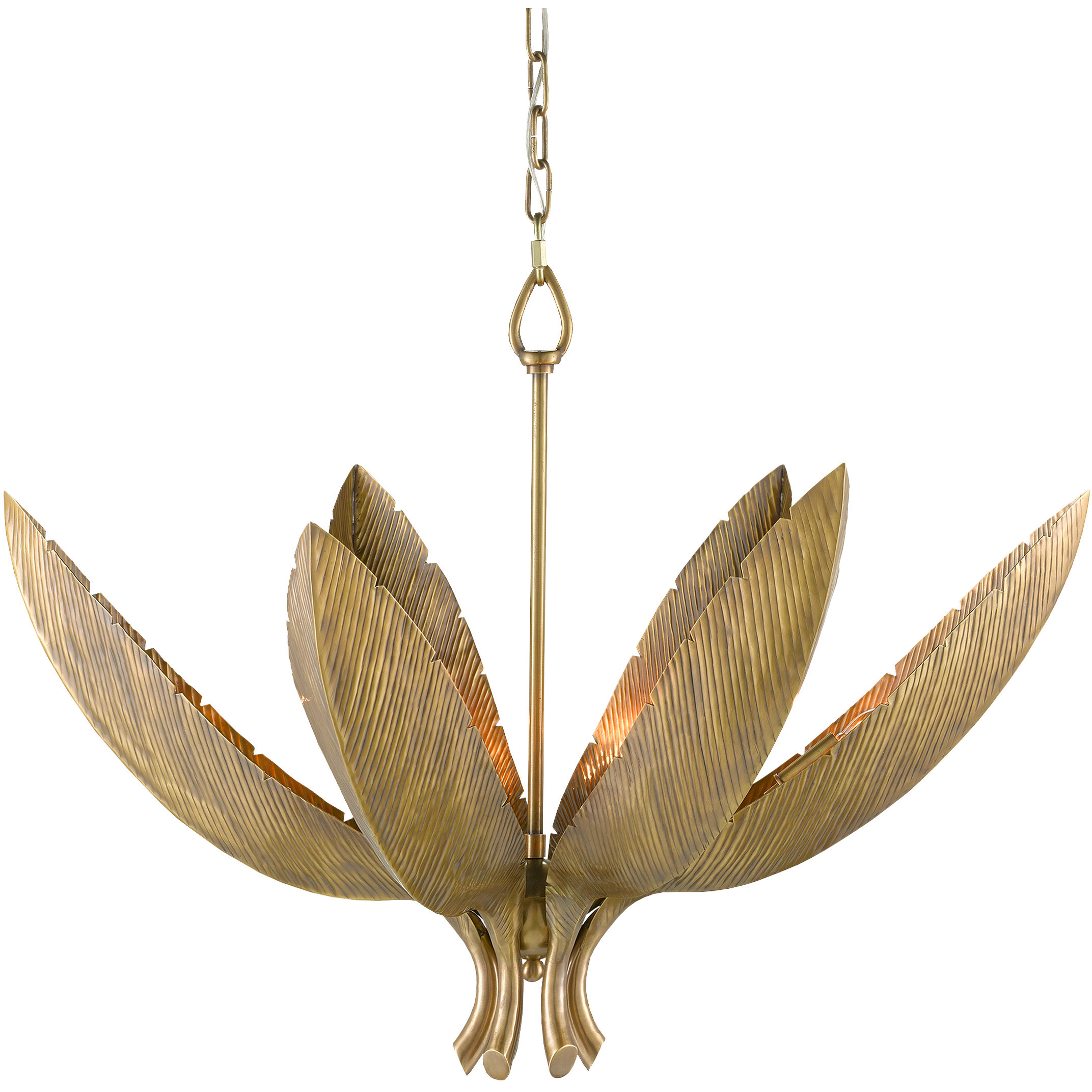 Bird of Paradise 6 Light 33 inch Antique Brass Chandelier Ceiling Light