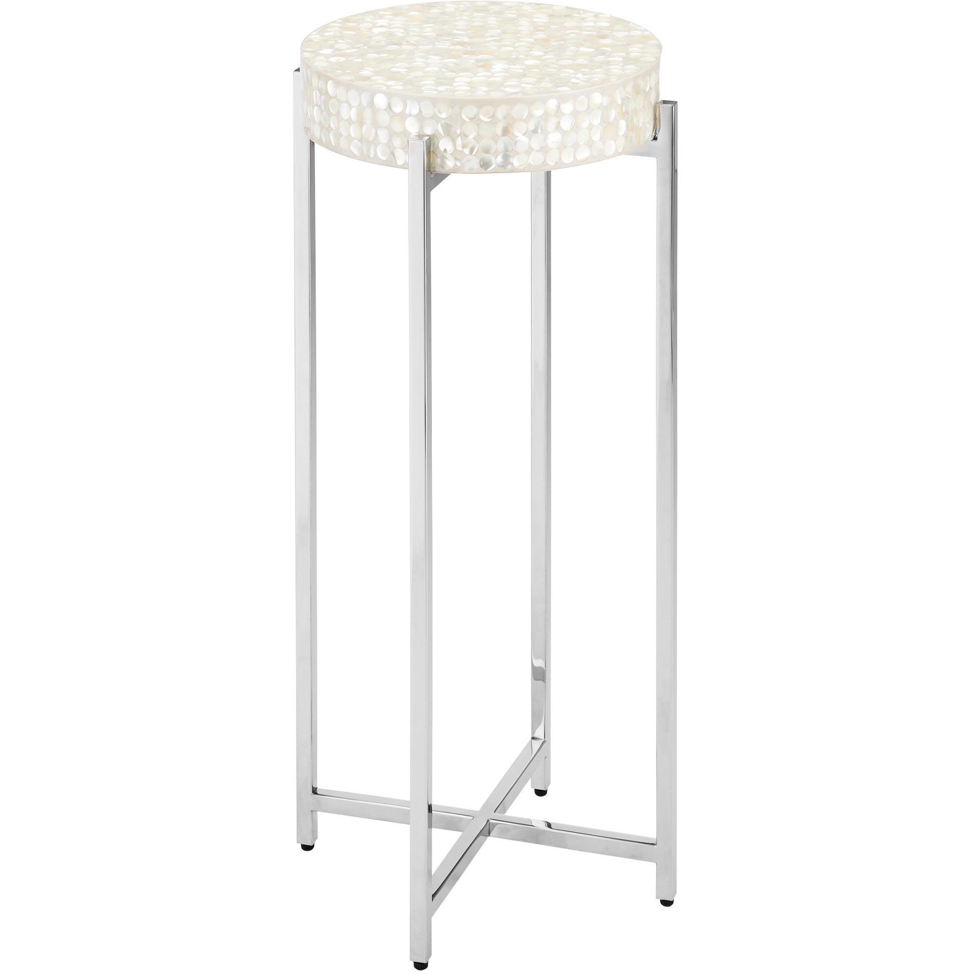 Gerri Dot 11 inch Natural and Polished Nickel Drinks Table