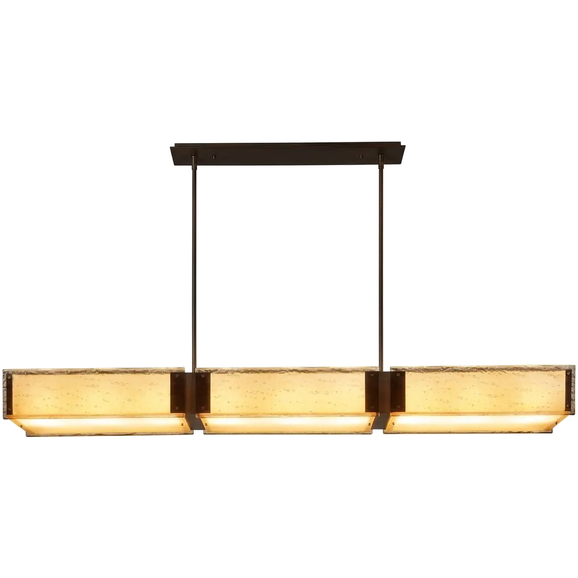 Textured Glass LED 55.7 inch Novel Brass Linear Chandelier Ceiling Light