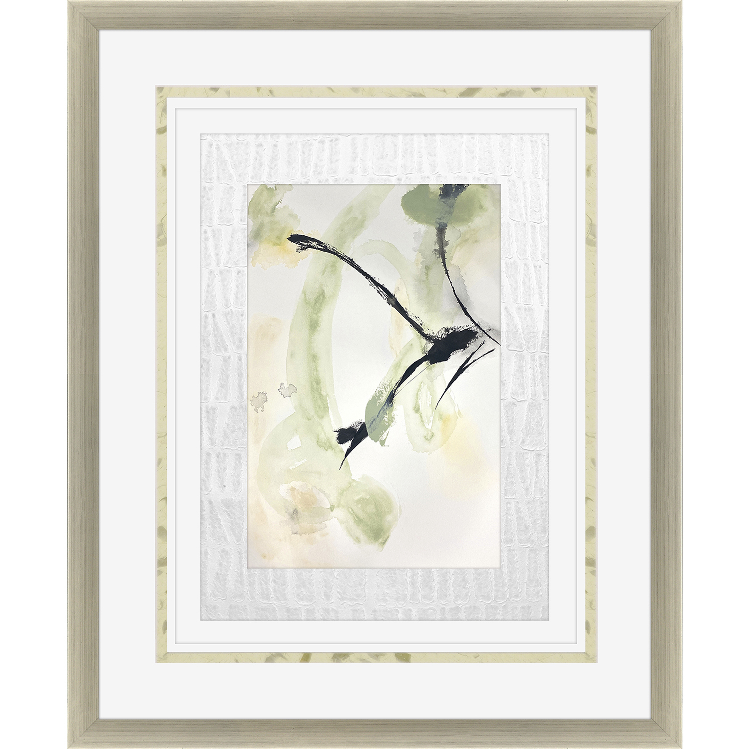 Petal Parade Green and Beige and Black and Yellow Framed Art, The Studio