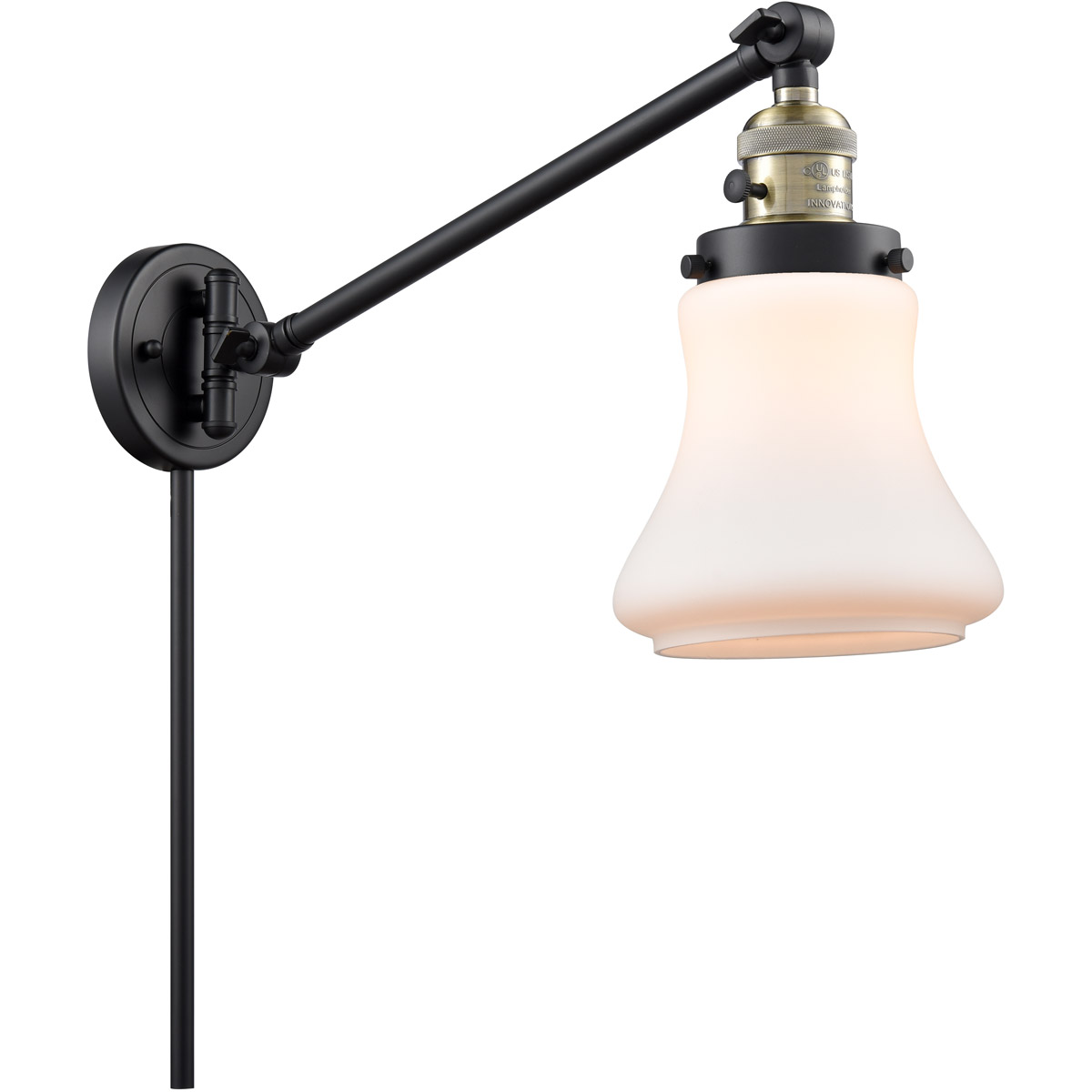 Bellmont 35 inch 60.00 watt Black Antique Brass Swing Arm Wall Light, Franklin Restoration