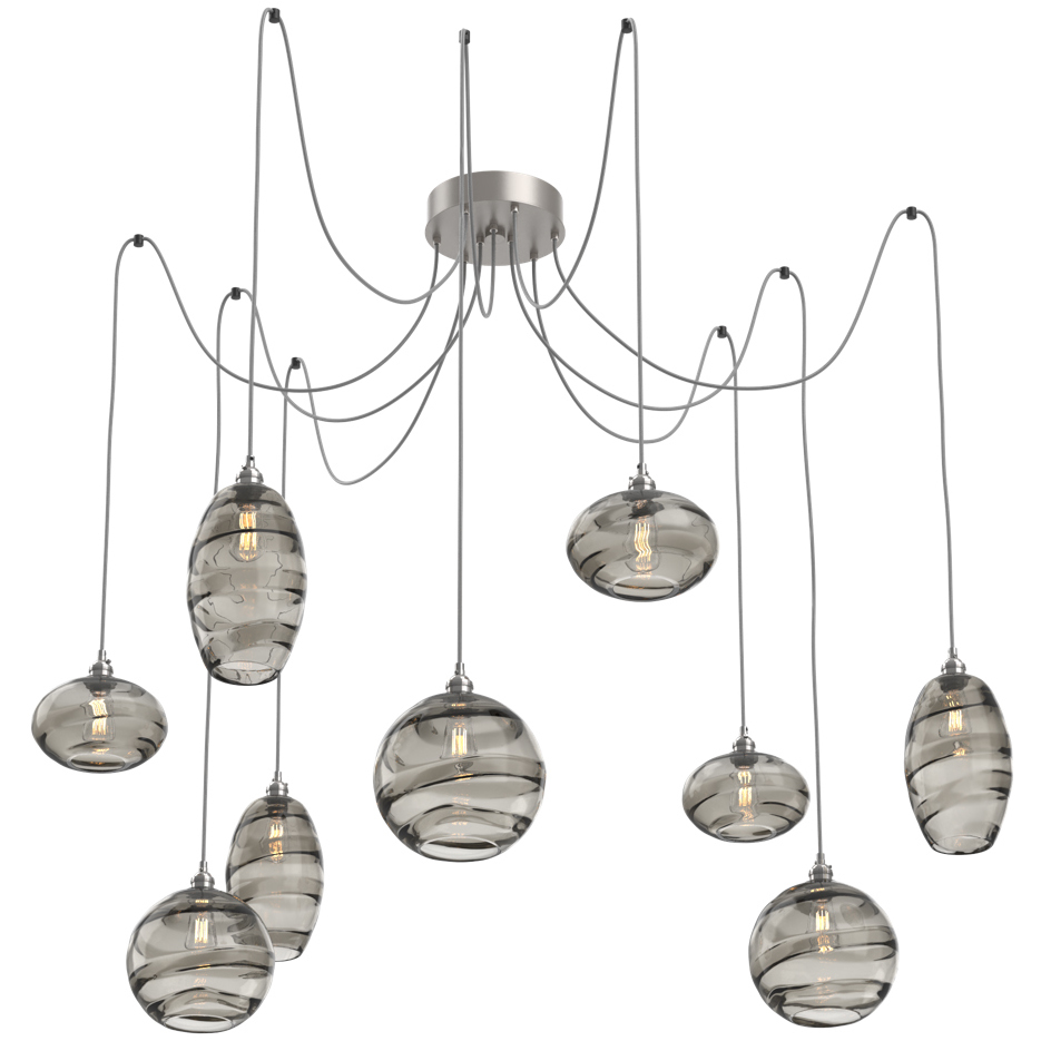 Misto 9 Light 15.5 inch Metallic Beige Silver Swag Multi-Pendant Ceiling Light in Smoke Optic