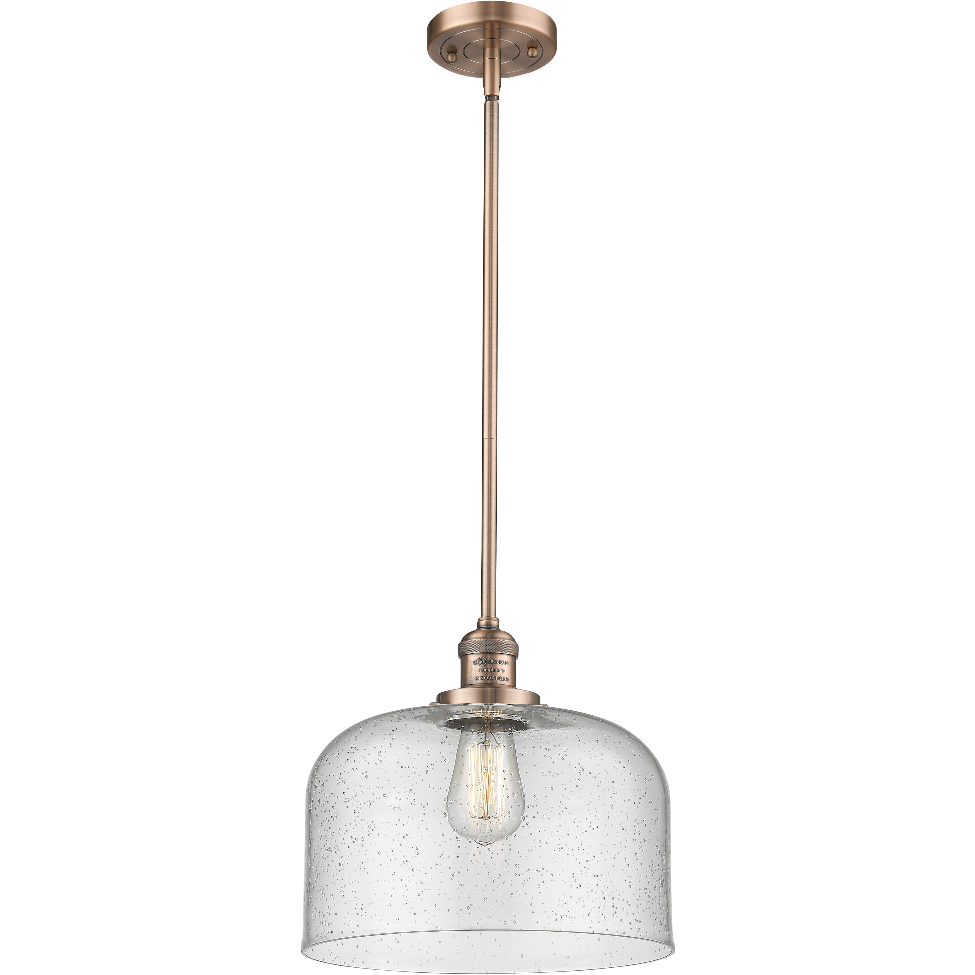 Franklin Restoration Bell 1 Light 12 inch Antique Copper Mini Pendant Ceiling Light in Incandescent, Seedy, Franklin Restoration