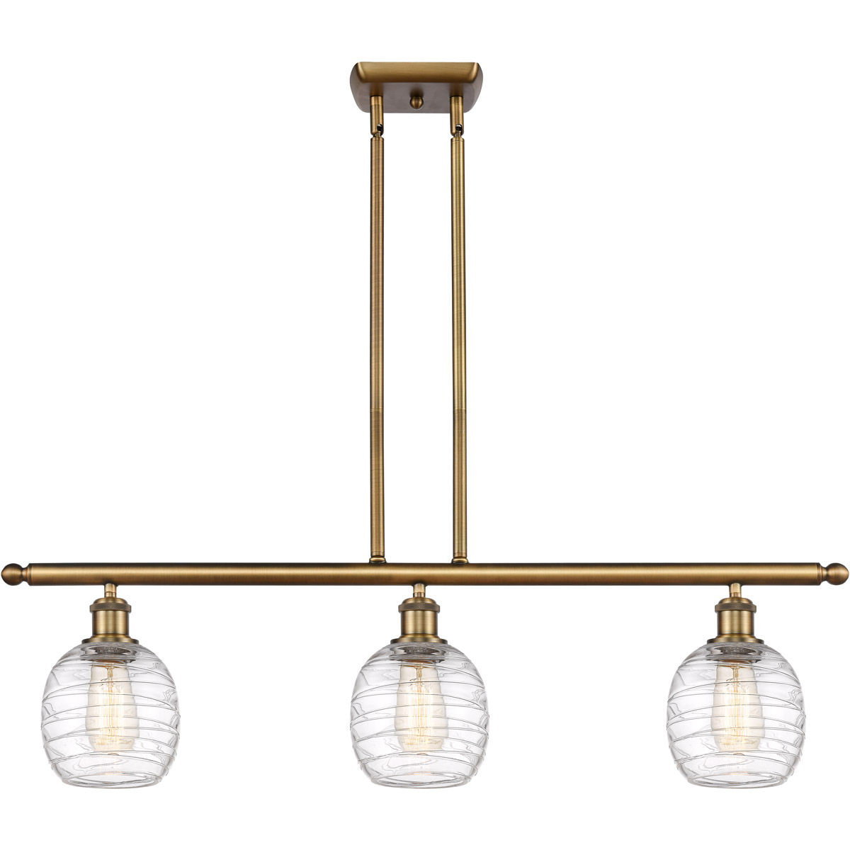Ballston Belfast 3 Light 36 inch Brushed Brass Island Light Ceiling Light