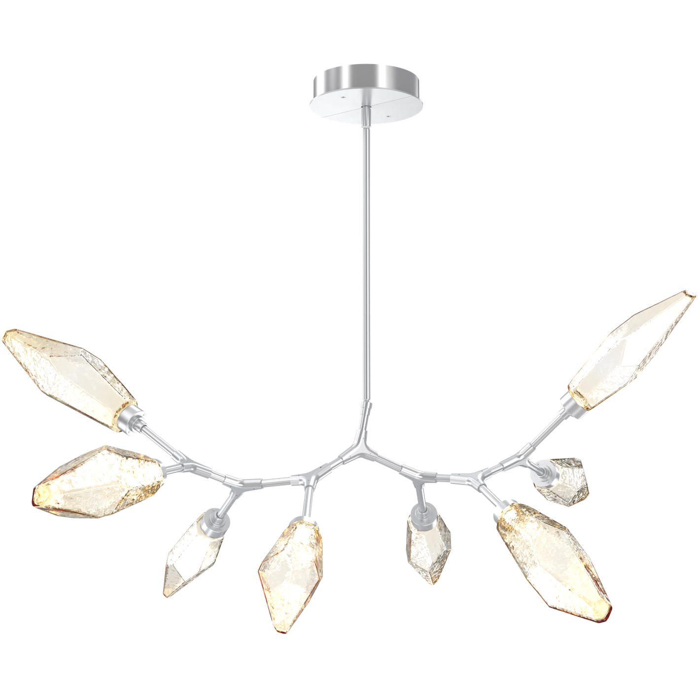 Rock Crystal LED 52.6 inch Classic Silver Linear Pendant Ceiling Light in Chilled Amber, 2700K LED, Modern Branch