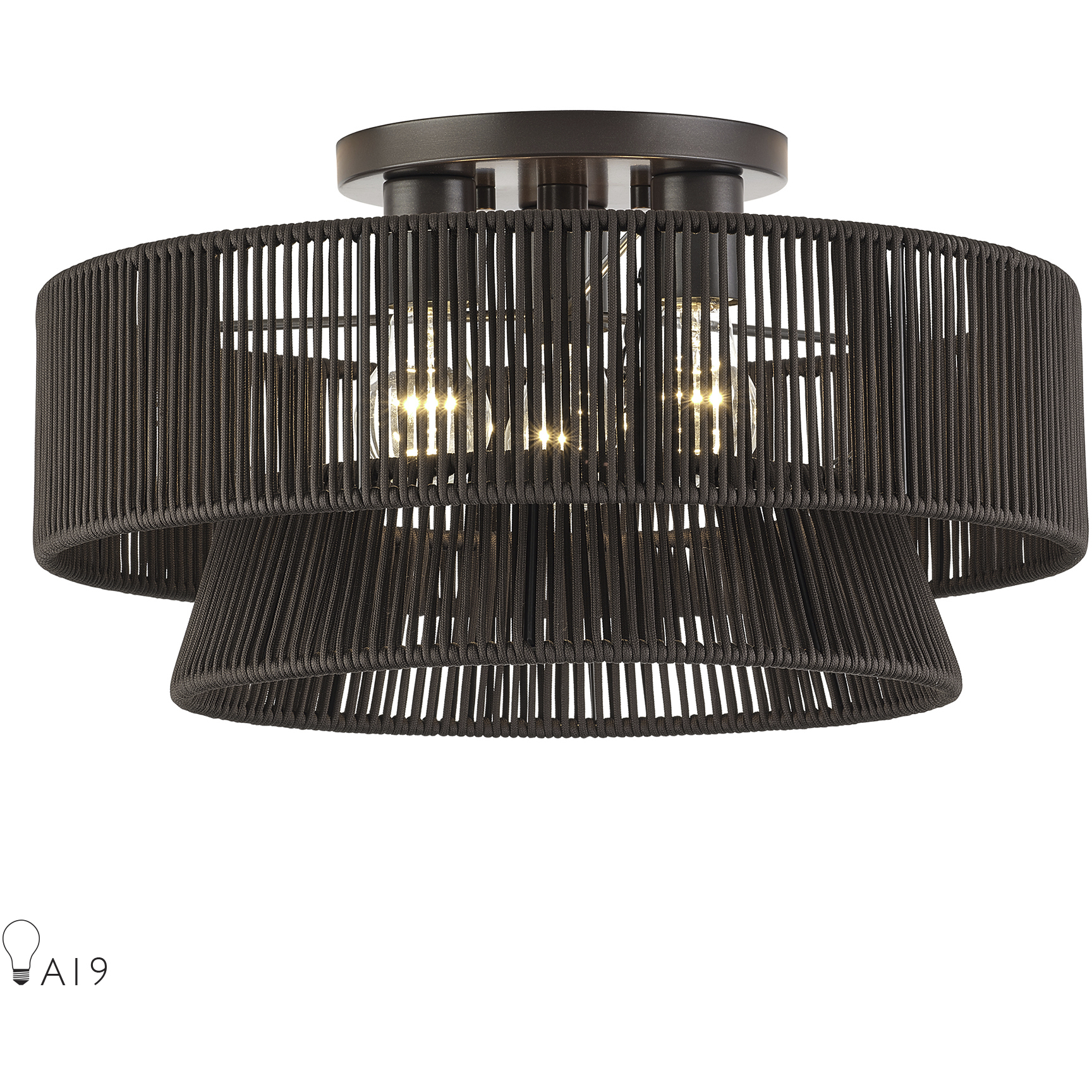 Florell 3 Light 18 inch English Bronze Semi Flush Mount Ceiling Light, Large