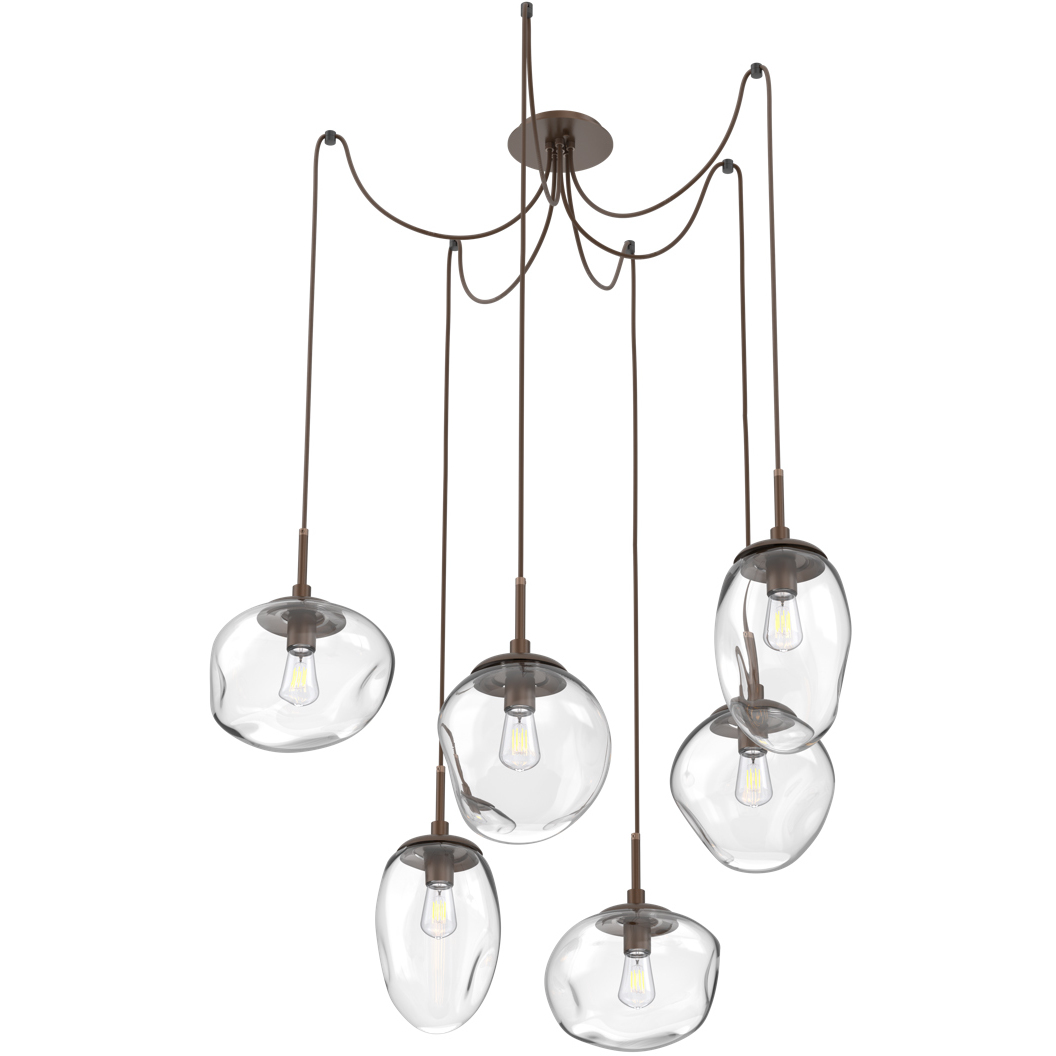 Cosmos 6 Light 17 inch Burnished Bronze Swag Multi-Pendant Ceiling Light in Clear