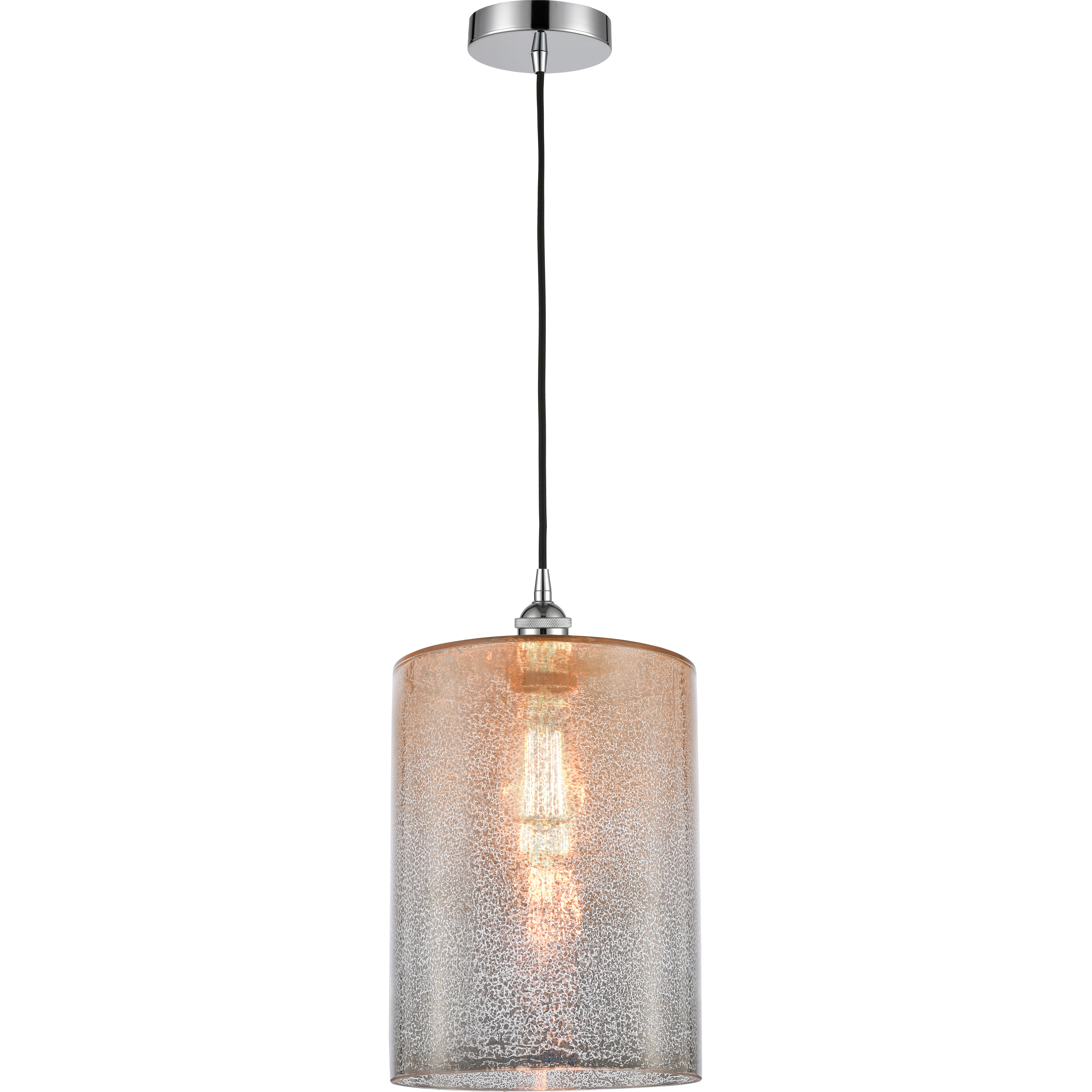 Edison Cobbleskill LED 9 inch Polished Chrome Mini Pendant Ceiling Light in Mercury Glass