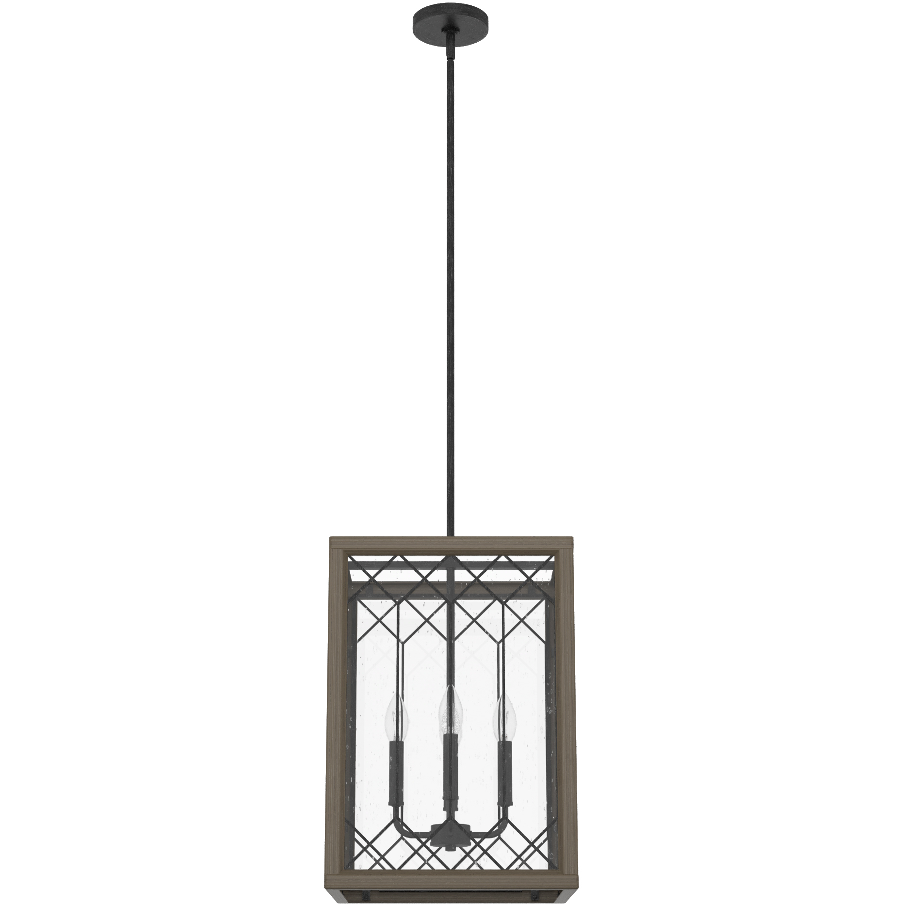 Chevron 4 Light 14 inch Rustic Iron and French Oak Lantern Pendant Ceiling Light, Small