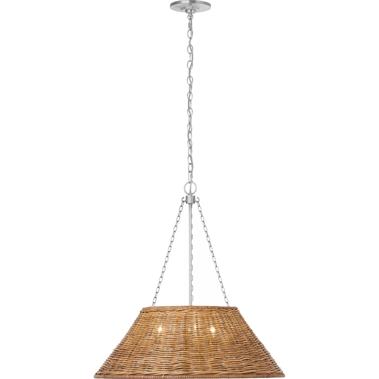Marie Flanigan Corinne LED 24 inch Polished Nickel Woven Hanging Shade Ceiling Light in Natural Wicker