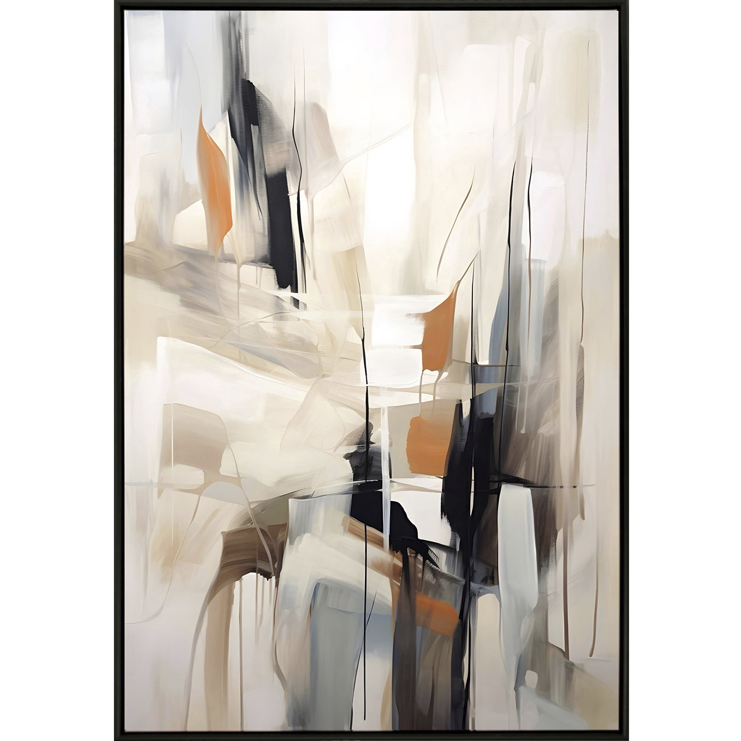 Japandi White and Black and Brown and Orange Canvas