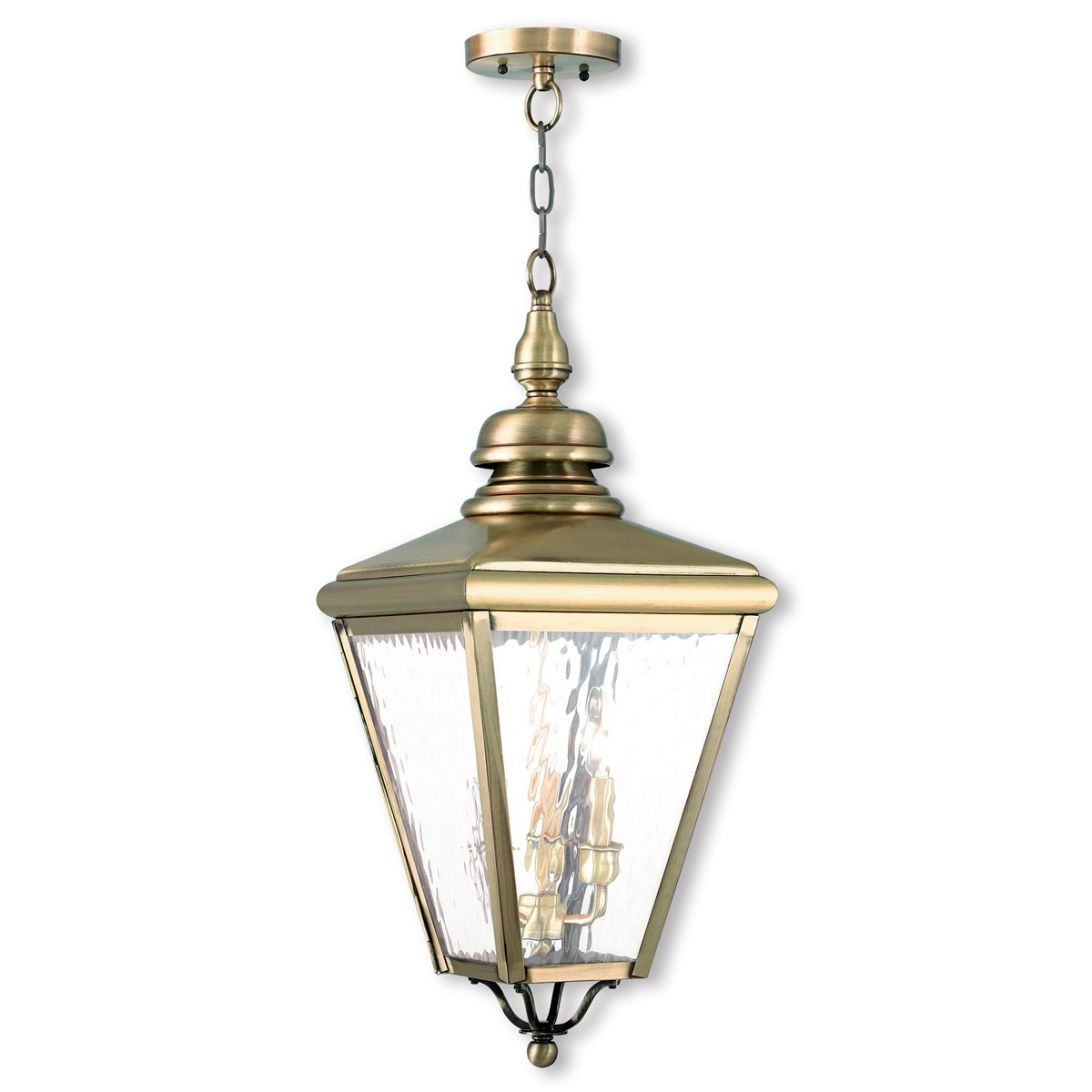 Cambridge 3 Light 10.63 inch Antique Brass Outdoor Pendant Lantern
