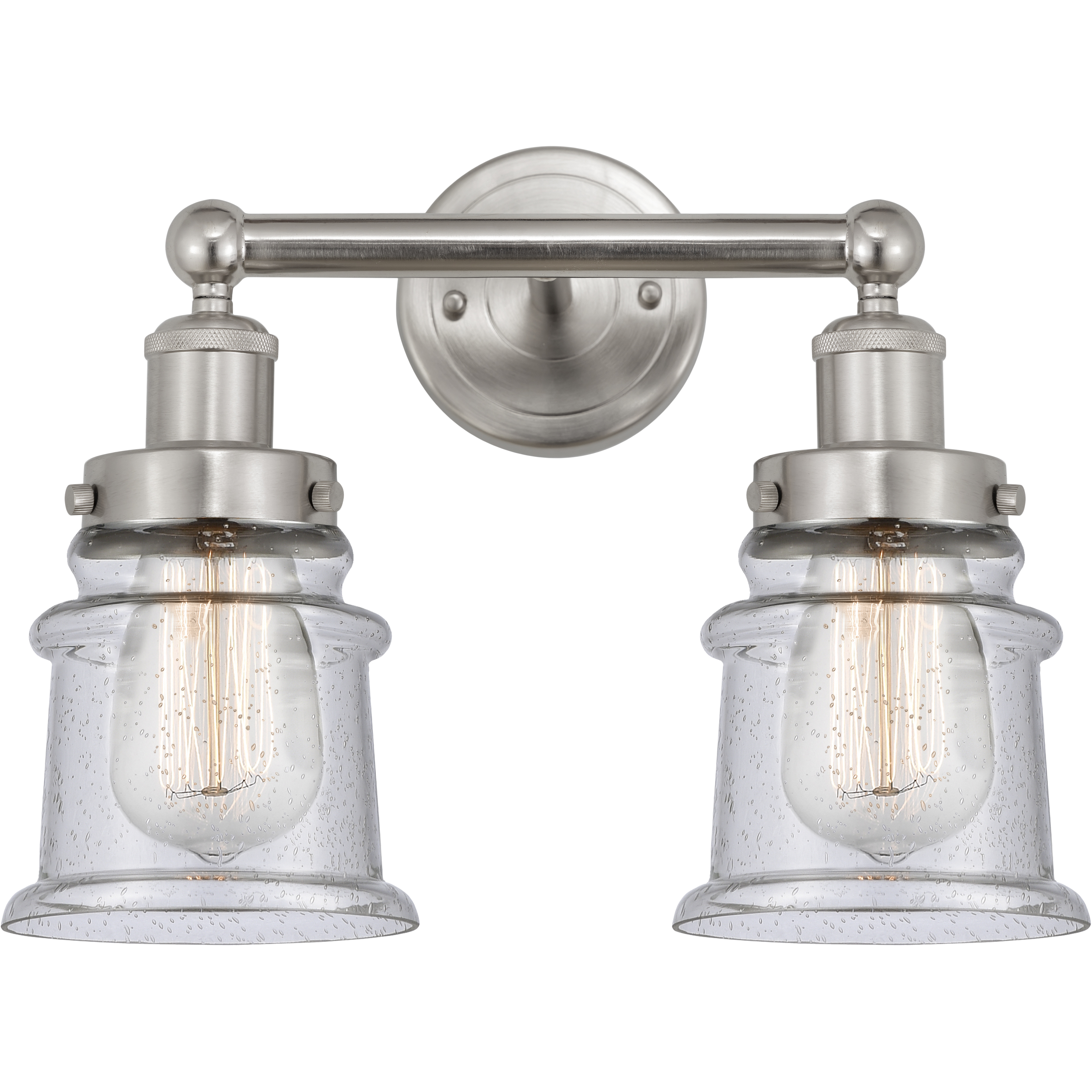 Edison Canton 2 Light 14 inch Brushed Satin Nickel Bath Vanity Light Wall Light in Seedy Glass