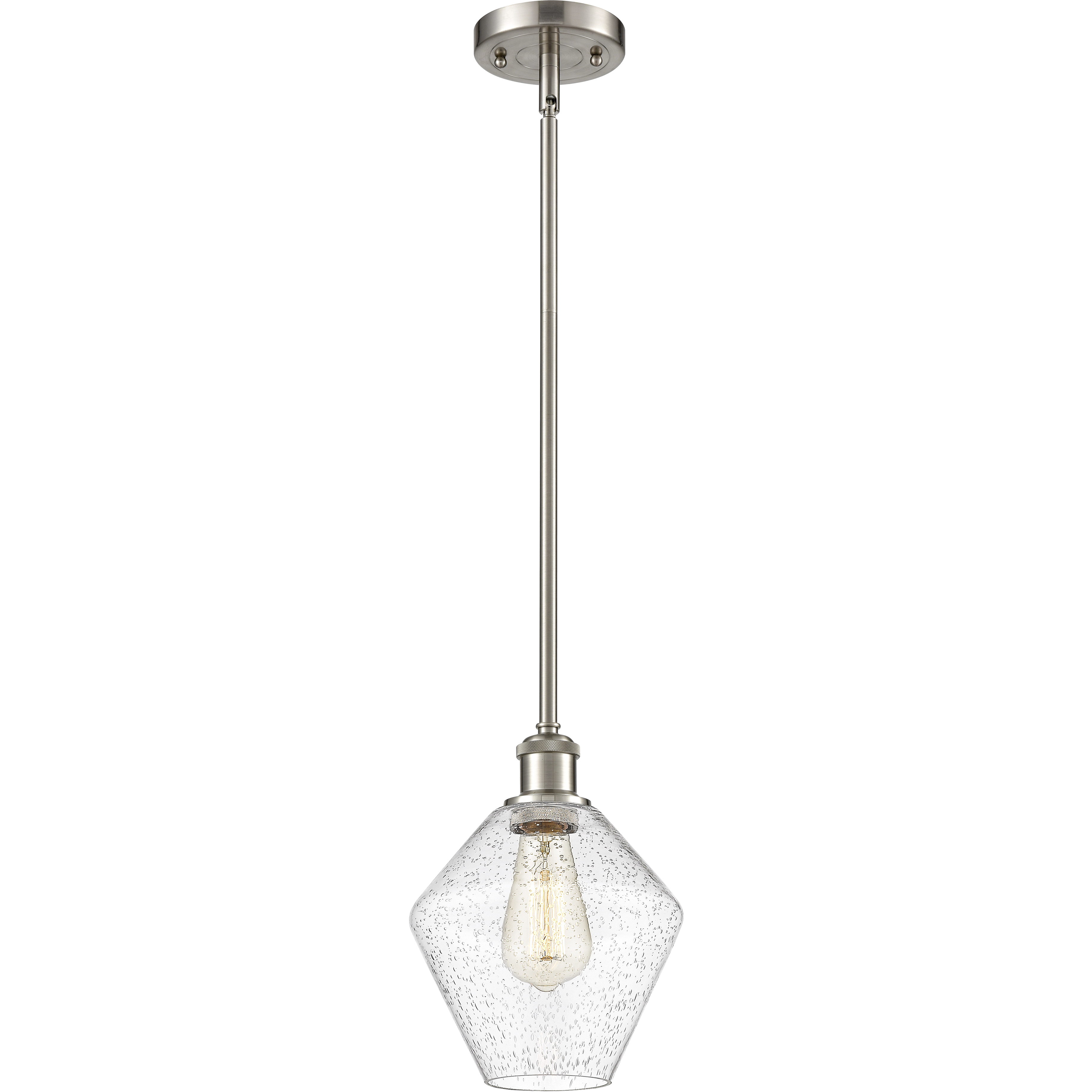 Ballston Cindyrella LED 8 inch Brushed Satin Nickel Mini Pendant Ceiling Light in Seedy Glass