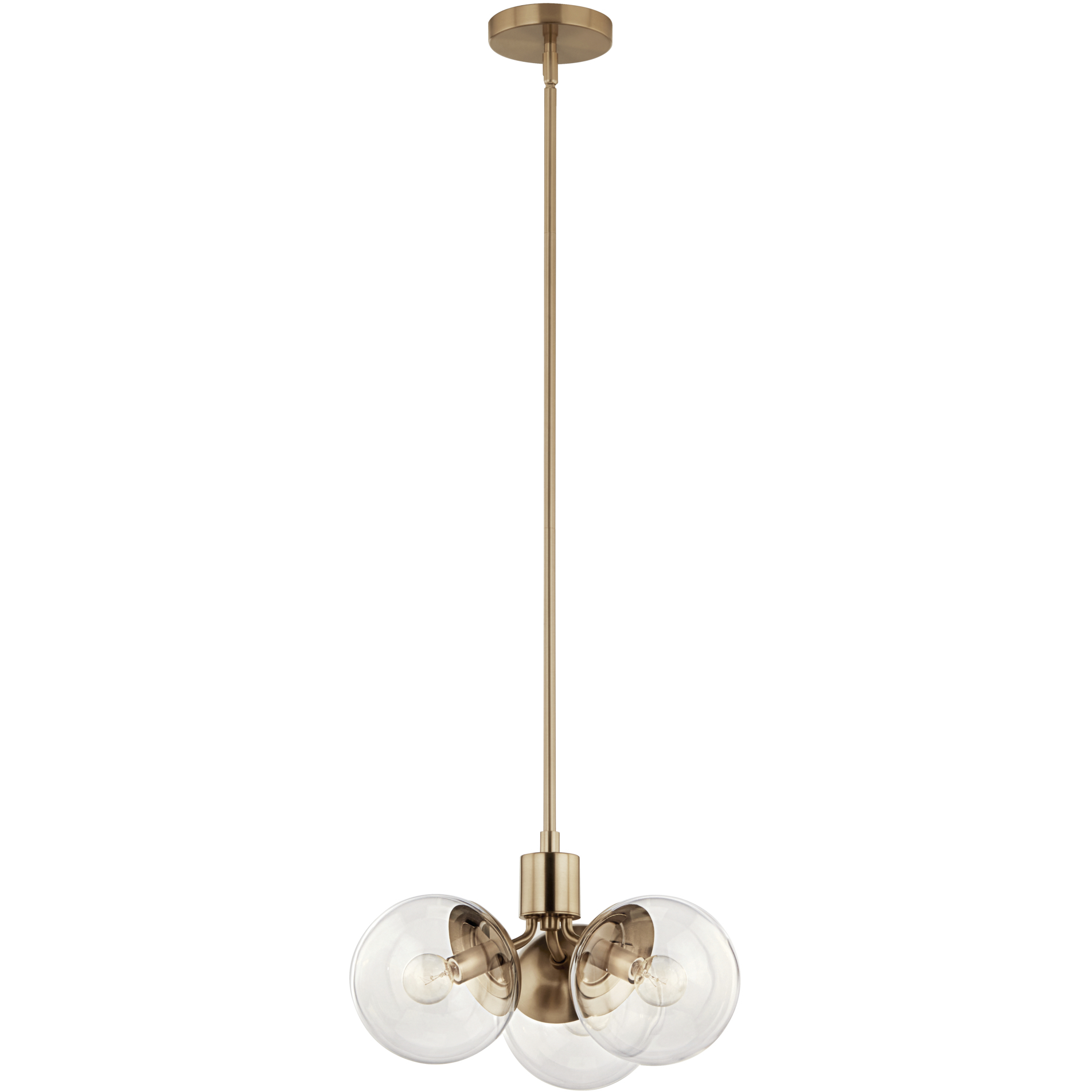 Silvarious 3 Light Champagne Bronze Chandelier/Semi Flush Ceiling Light in Clear