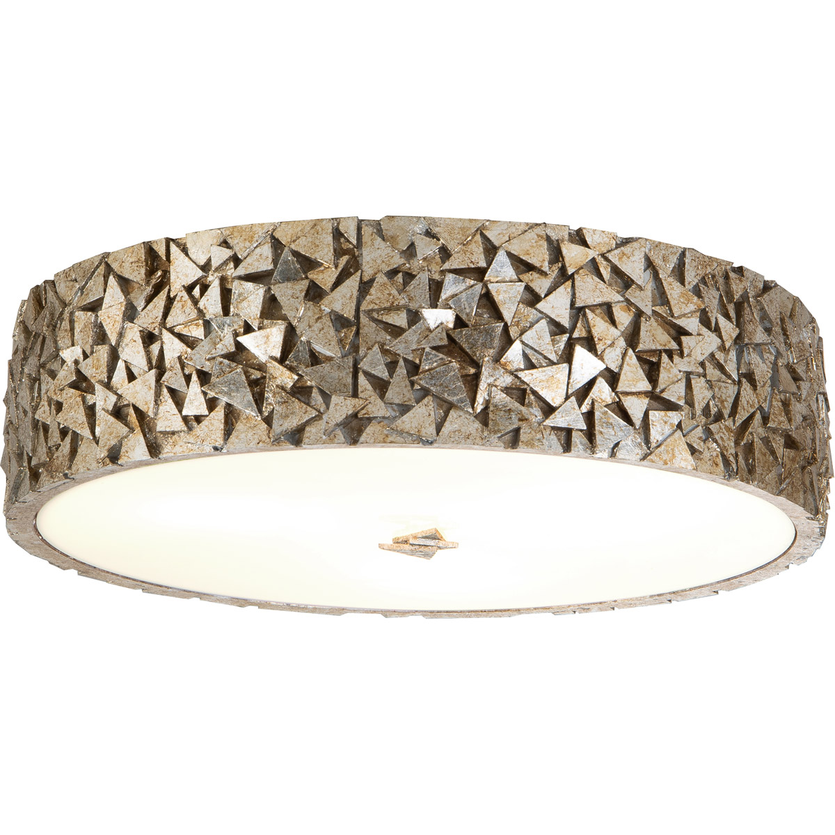 Mosaic 3 Light Silver Bath/Flush Mounts Ceiling Light in Silver Leaf with Antique