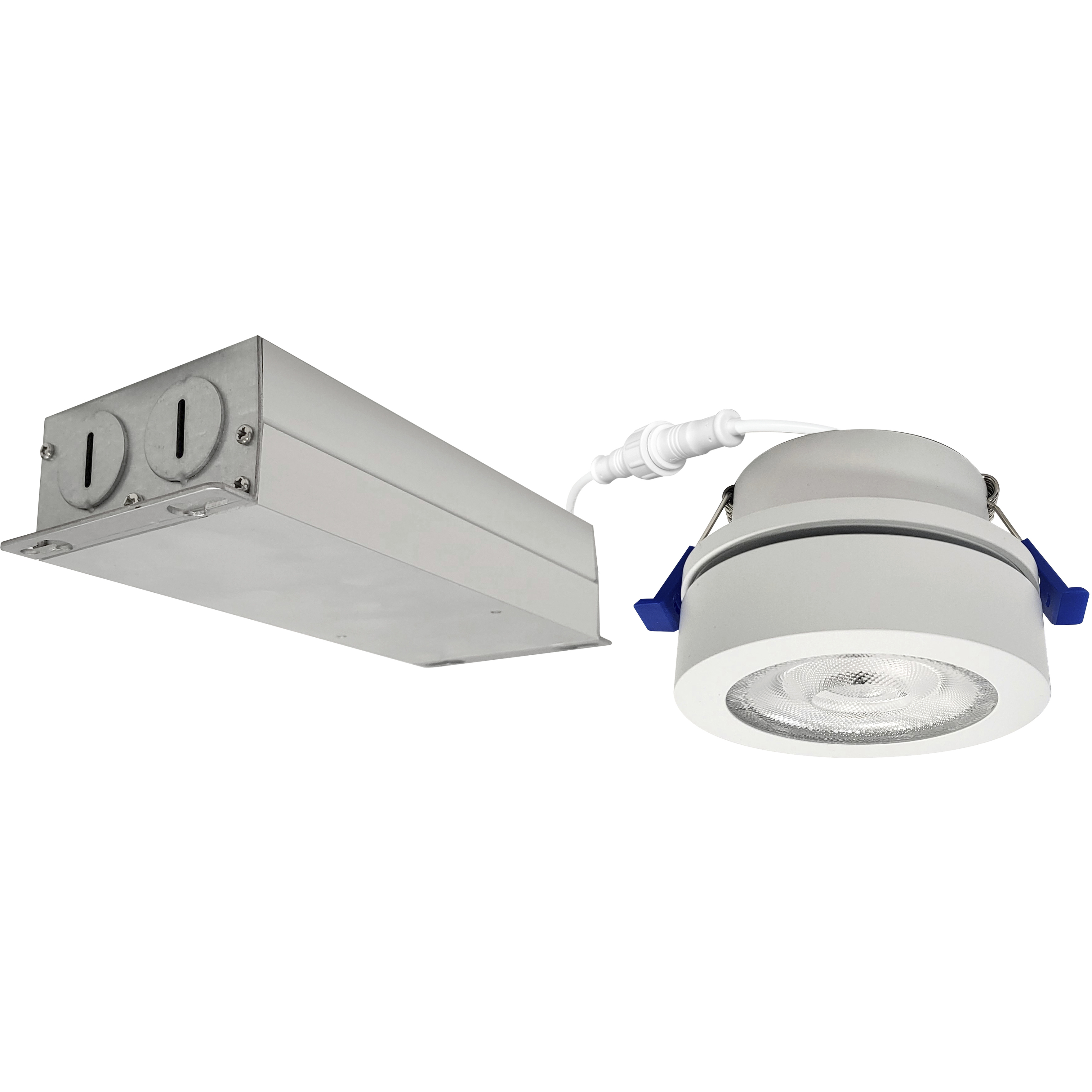 M-Wave Matte Powder White Recessed Can-less Adjustable LED Downlight in 2700K