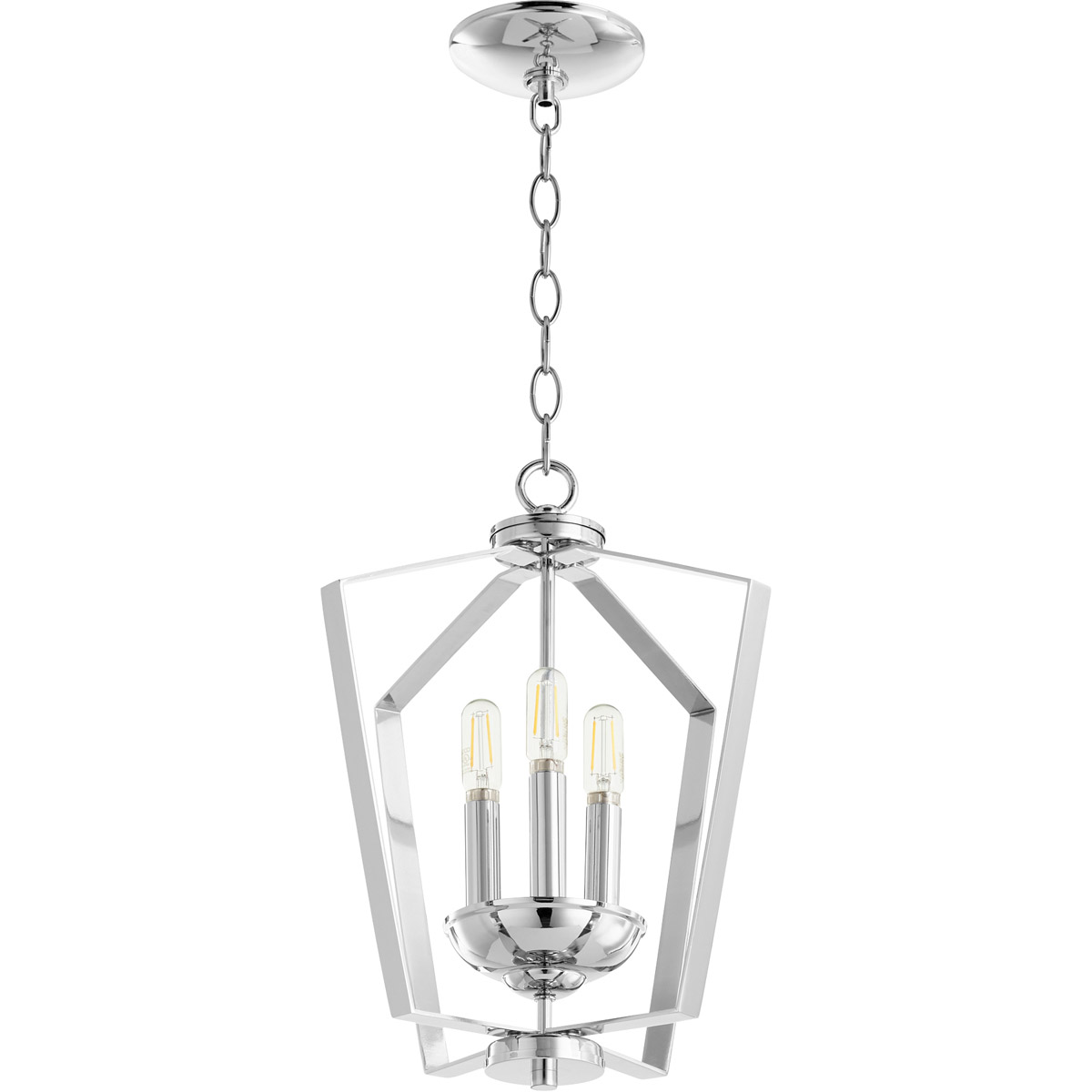 Fort Worth 3 Light 13 inch Chrome Mini Chandelier Ceiling Light, Quorum Home