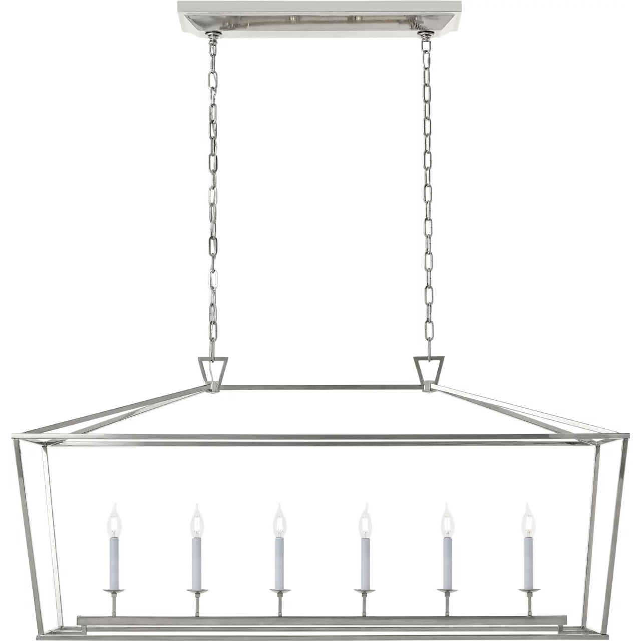Chapman & Myers Darlana 6 Light 54 inch Polished Nickel Linear Lantern Pendant Ceiling Light, Large
