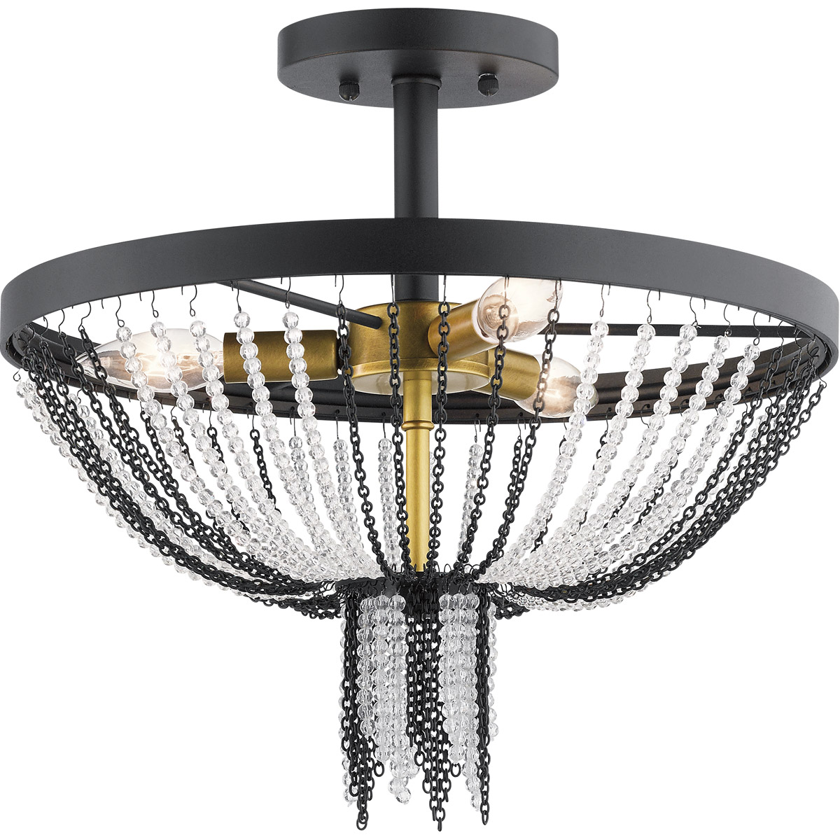 Alexia 3 Light 16 inch Textured Black Semi Flush Light Ceiling Light